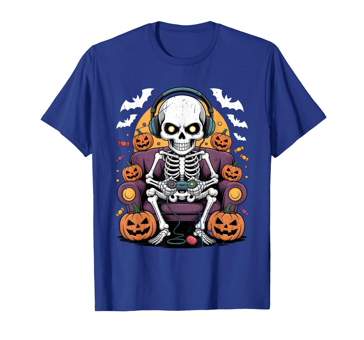 Skeleton Gamer Headphone Funny Halloween Gaming Boys Kids T-Shirt