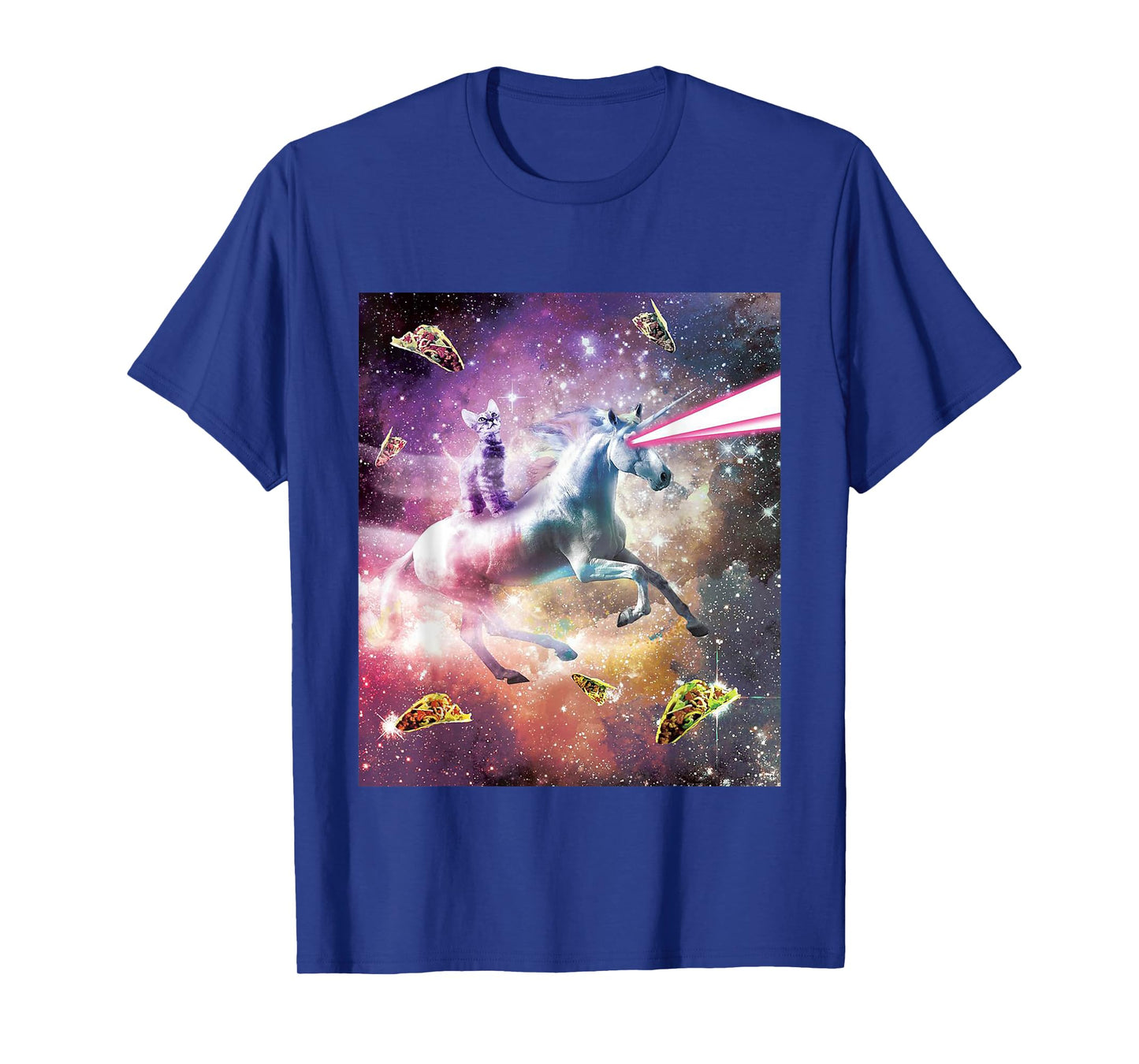 Funny Cute Universe Space Galaxy Cat Meme Unicorn Taco Gift Men Women Kids T-Shirt
