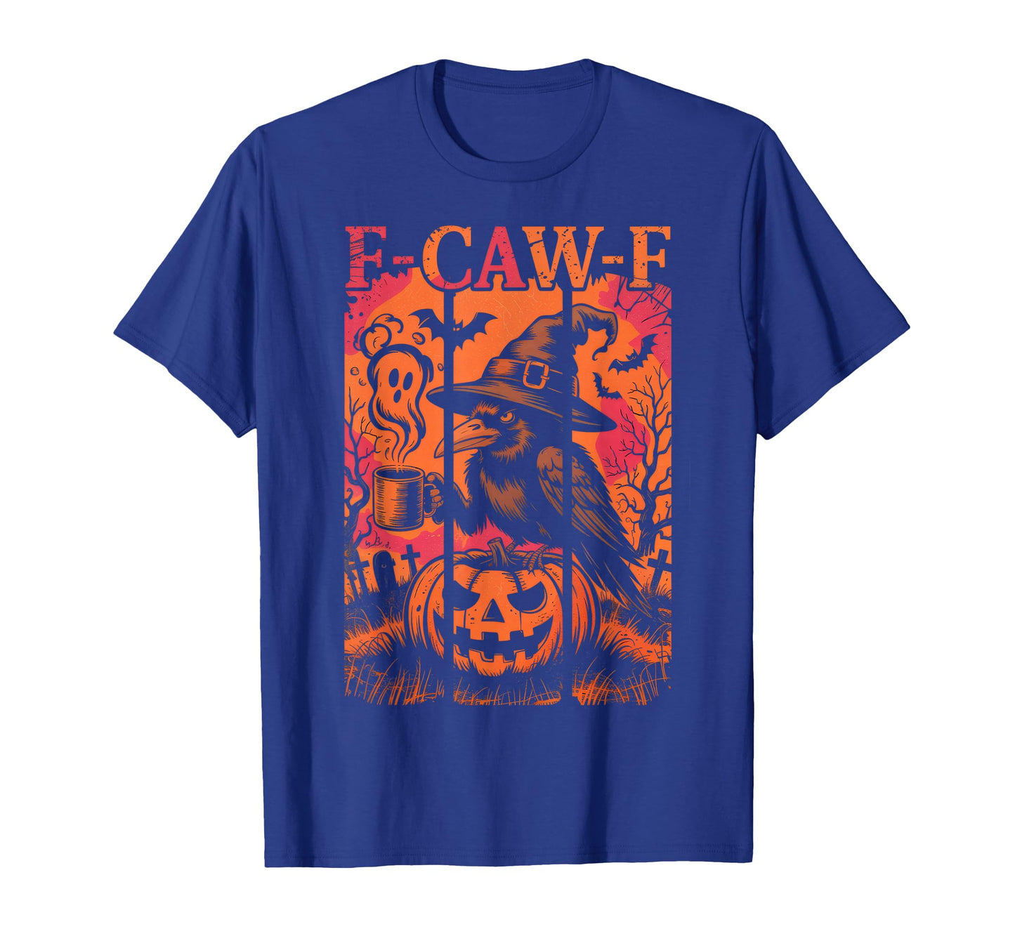 F-Caw-F Funny Raven Black Crow Spooky Season Halloween Retro T-Shirt