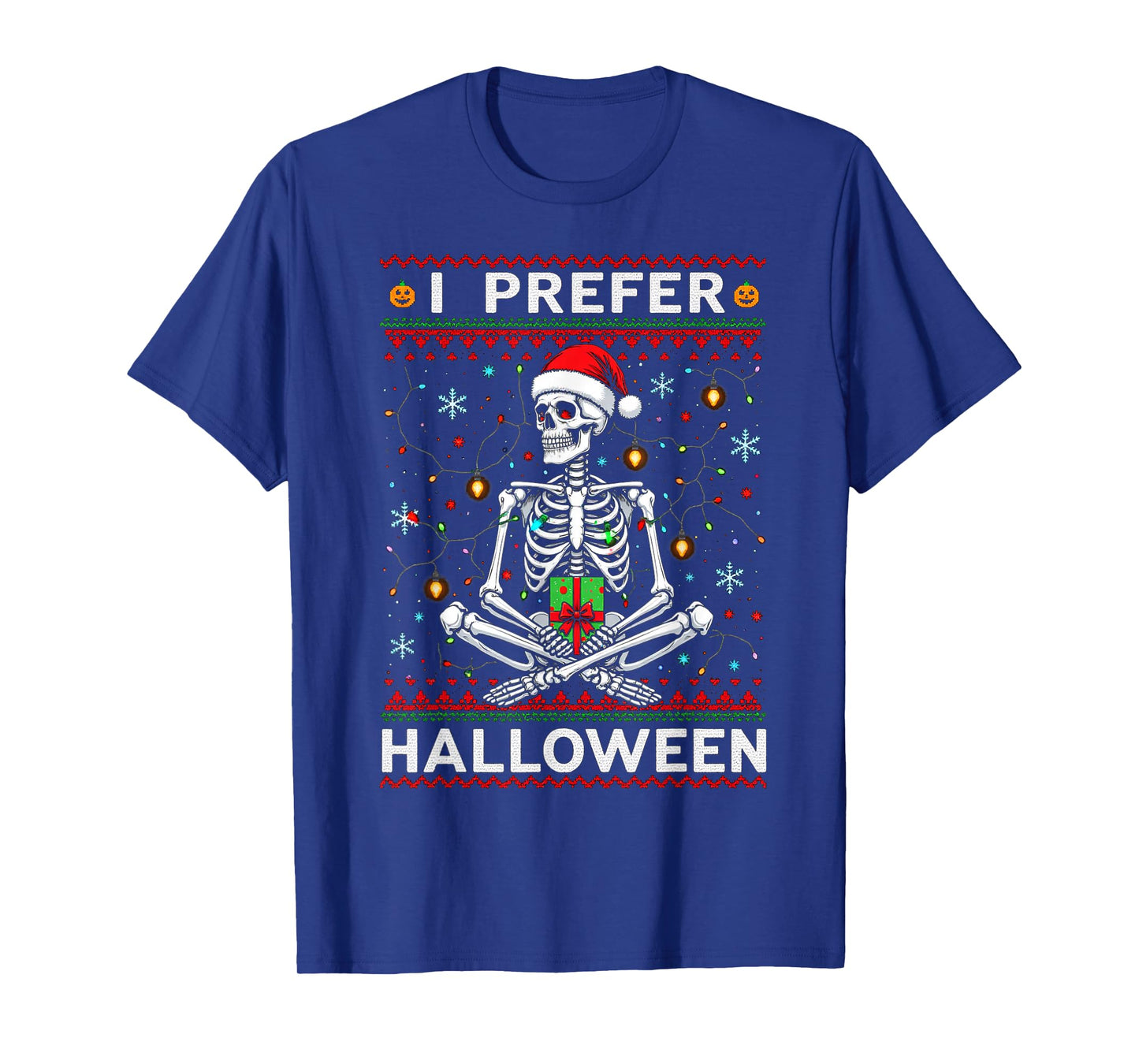 Funny Christmas 2025 Skeleton I Prefer Halloween Ugly Xmas T-Shirt