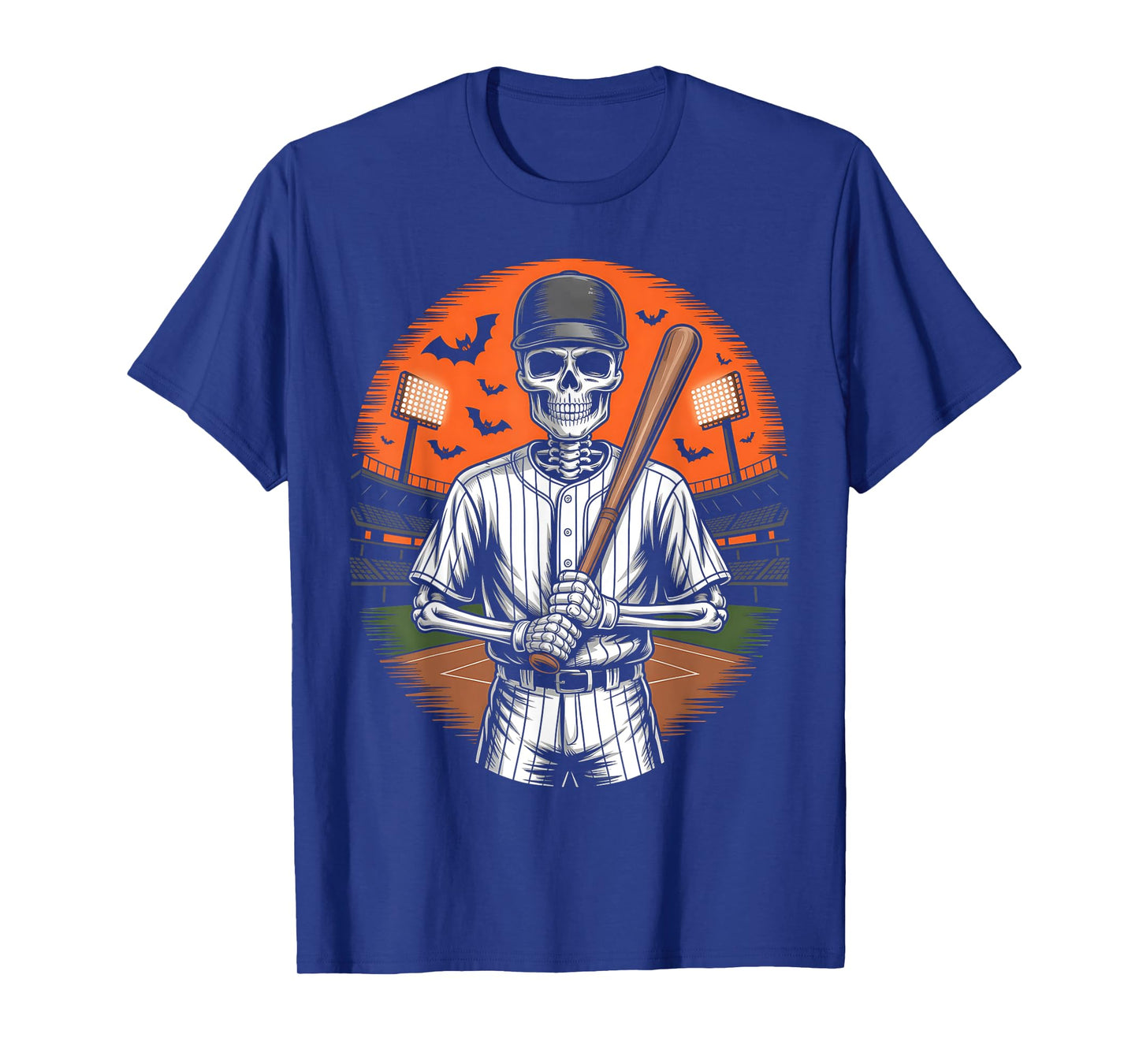 Spooky Creepy Vintage Baseball Skeleton Halloween Men Boys T-Shirt