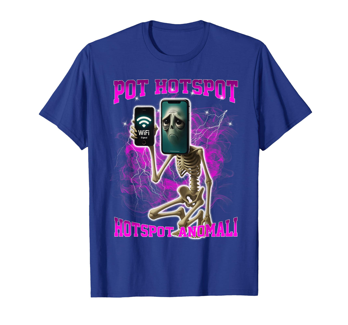 Pot Hotspot Skeleton Meme WiFi Anomali Italian Brainrot T-Shirt