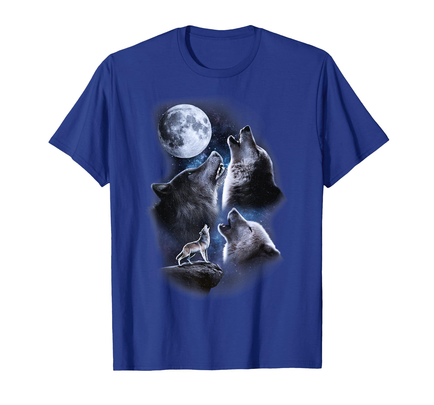 Howling wolves in the full moon moonlight with starry sky T-Shirt