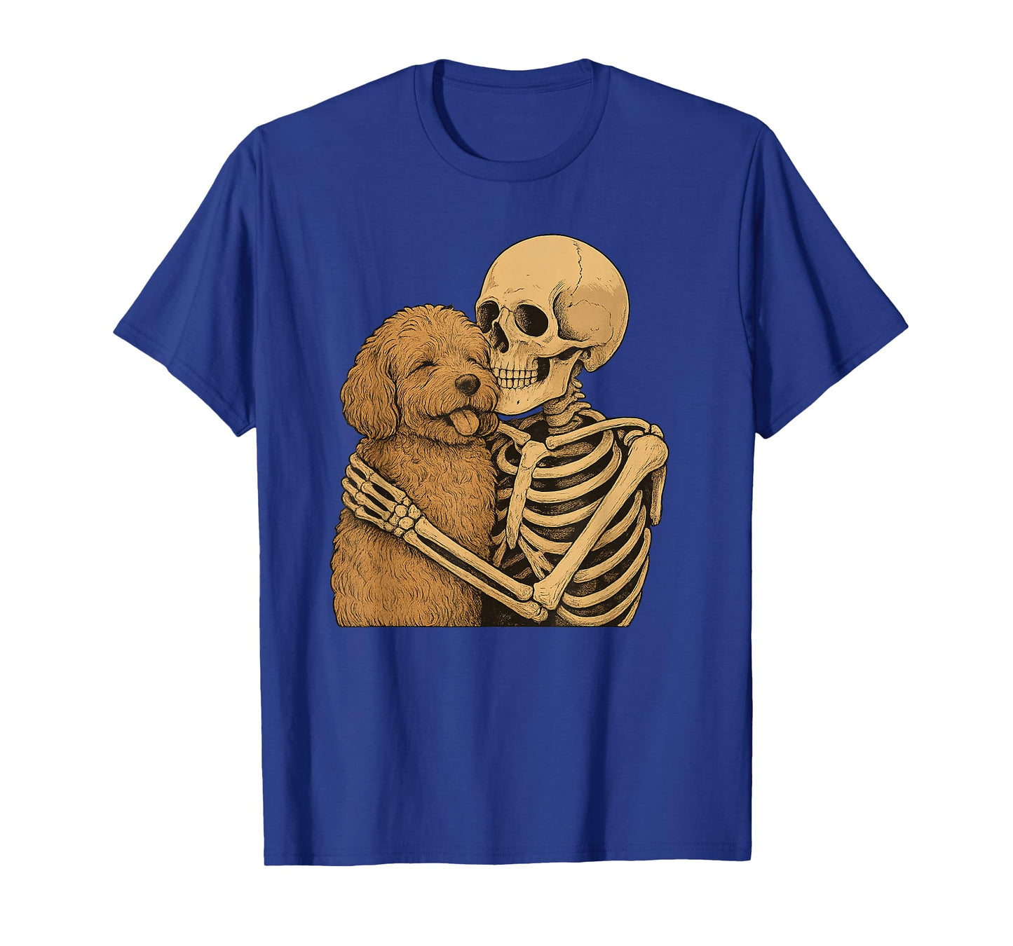 Skeleton Hugging Cavapoo Dog Halloween T-Shirt
