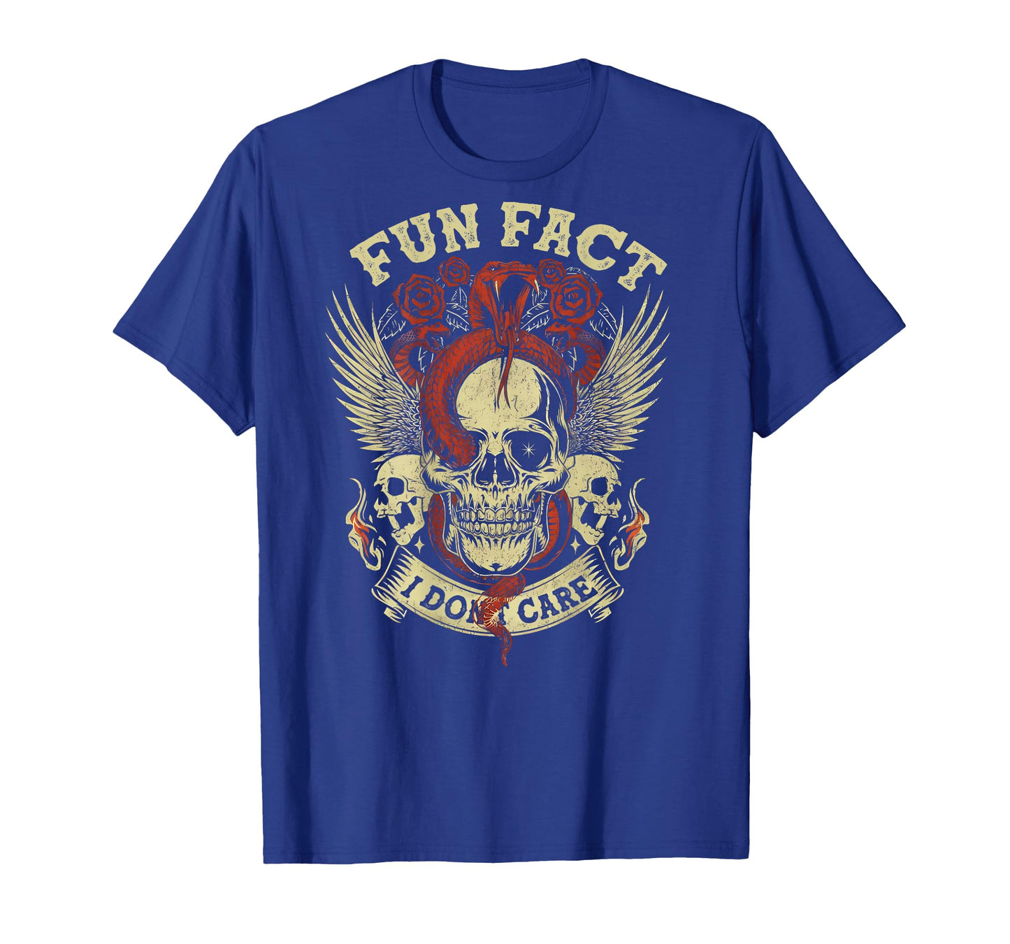(ON Back) Fun Fact I Don't Care Funny Skeleton Saying Quote T-Shirt