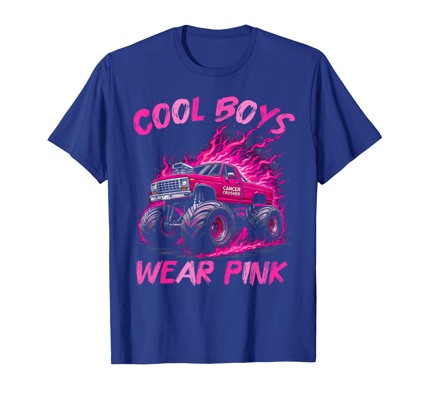 Monster Truck Breast Cancer Awareness Cool Boys Wear Pink T-Shirt