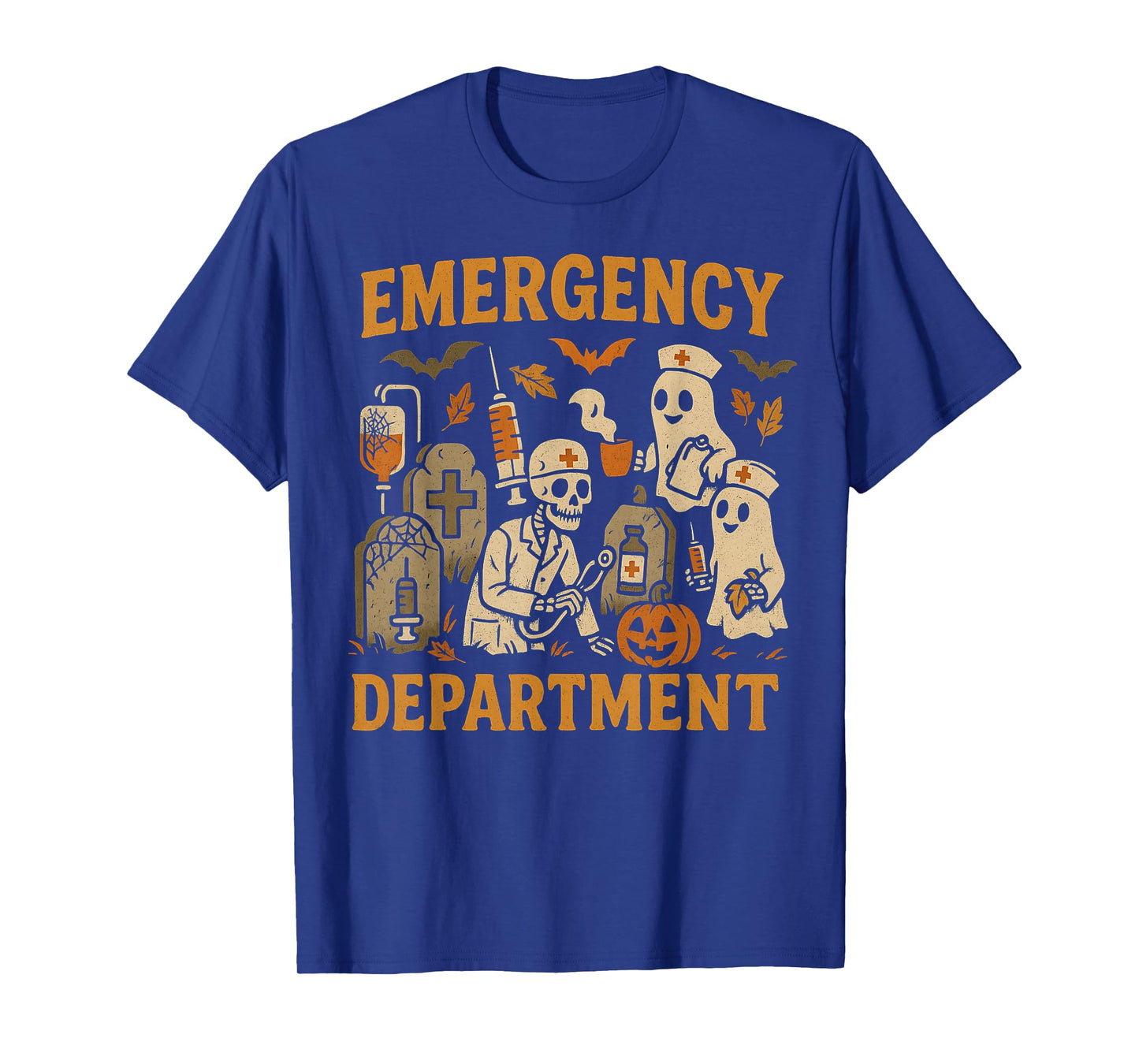 ER Nurse Squad Skeleton Ghost Emergency Department Halloween T-Shirt