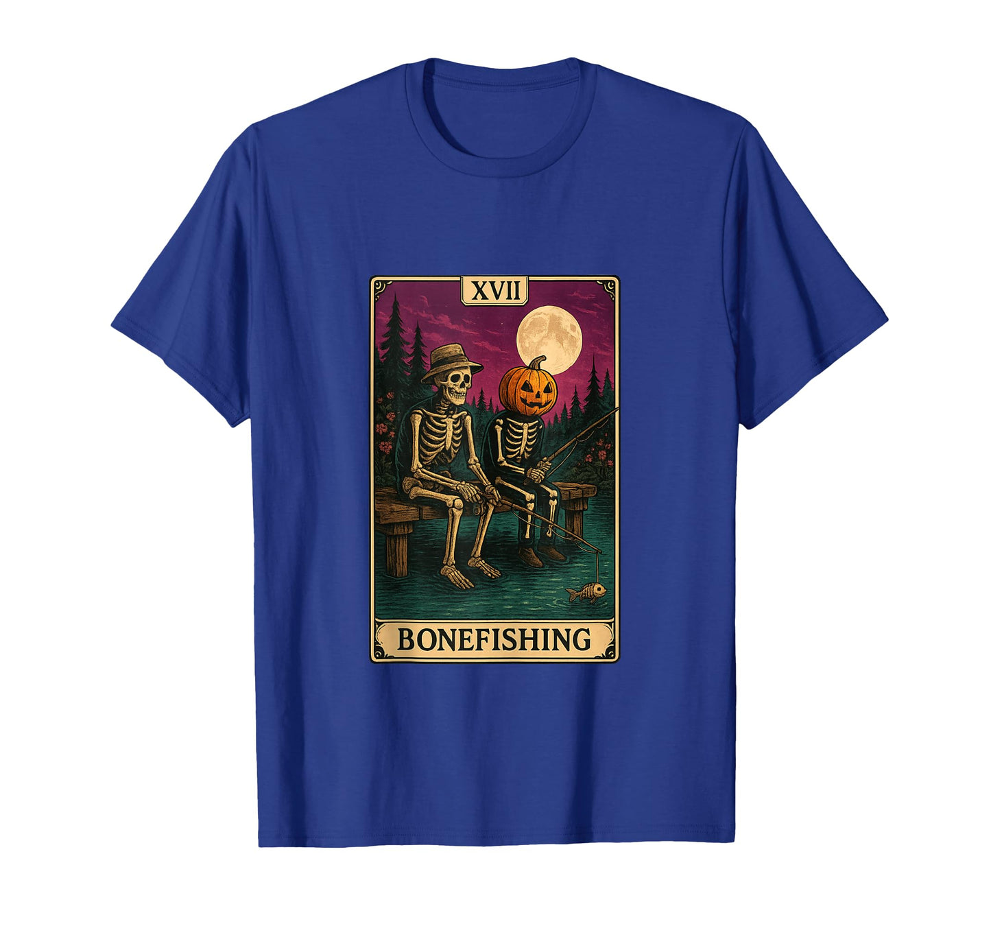 Tarot Card Bonefishing Jack O Lantern Skeleton Fishing Tank Top