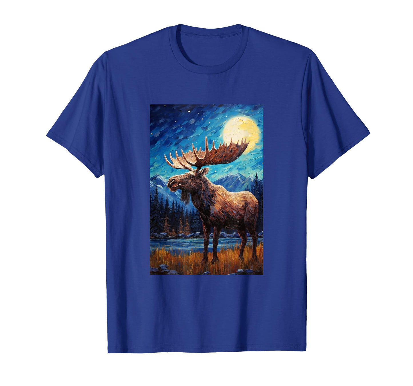 Moose - Van Gogh Style - Starry Night T-Shirt
