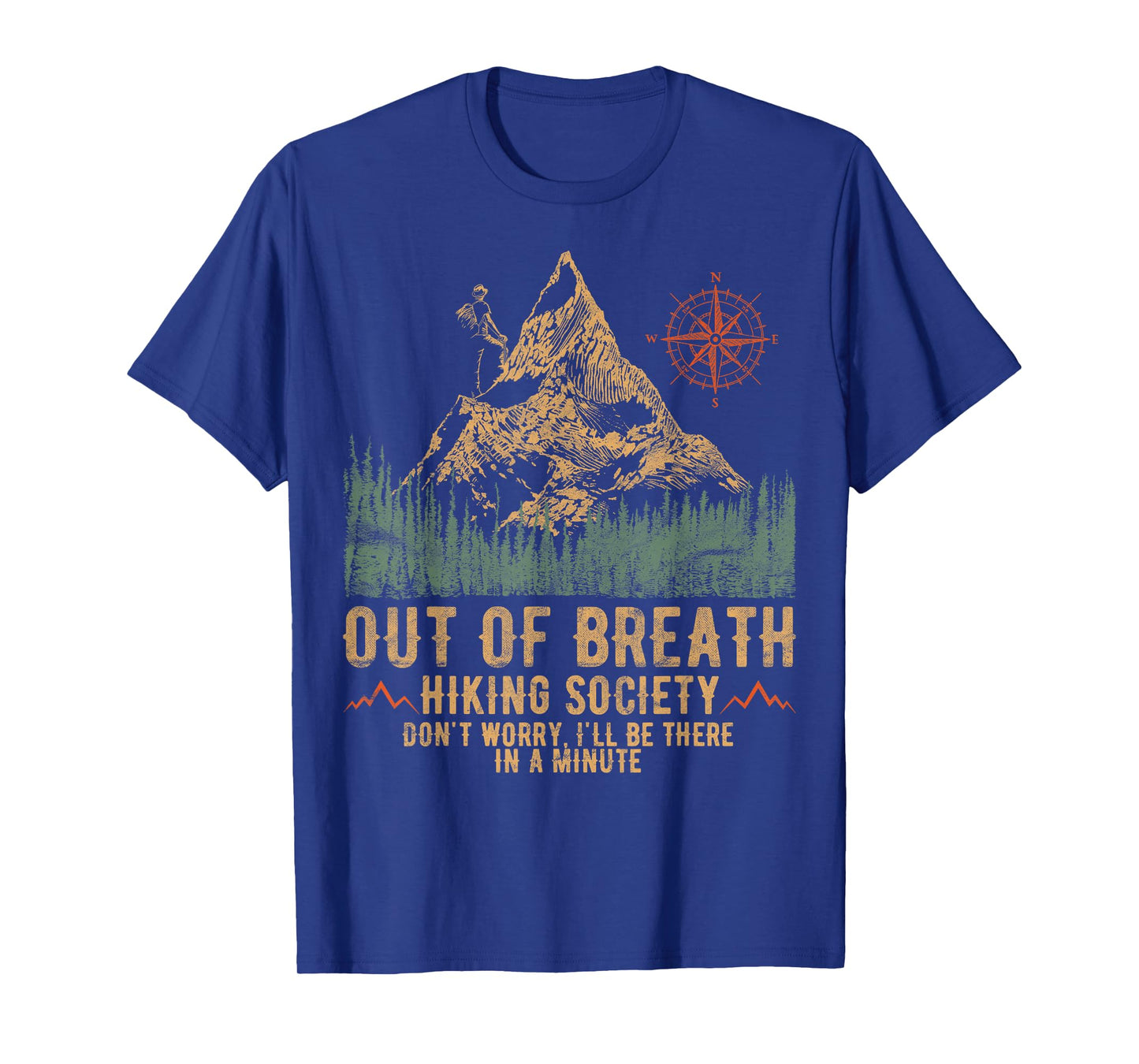 Out Of Breath Hiking Society Funny Mountain Climbing Hiker T-Shirt