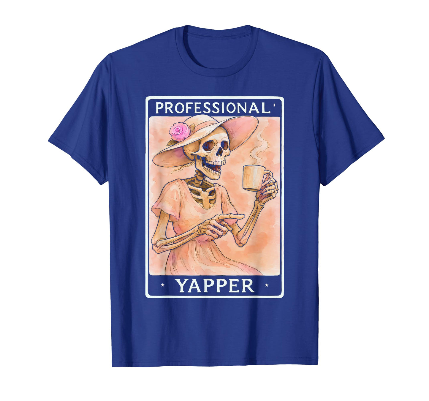 Professional Yapper Shirt Funny Skeleton Coffee Tarot Card T-Shirt
