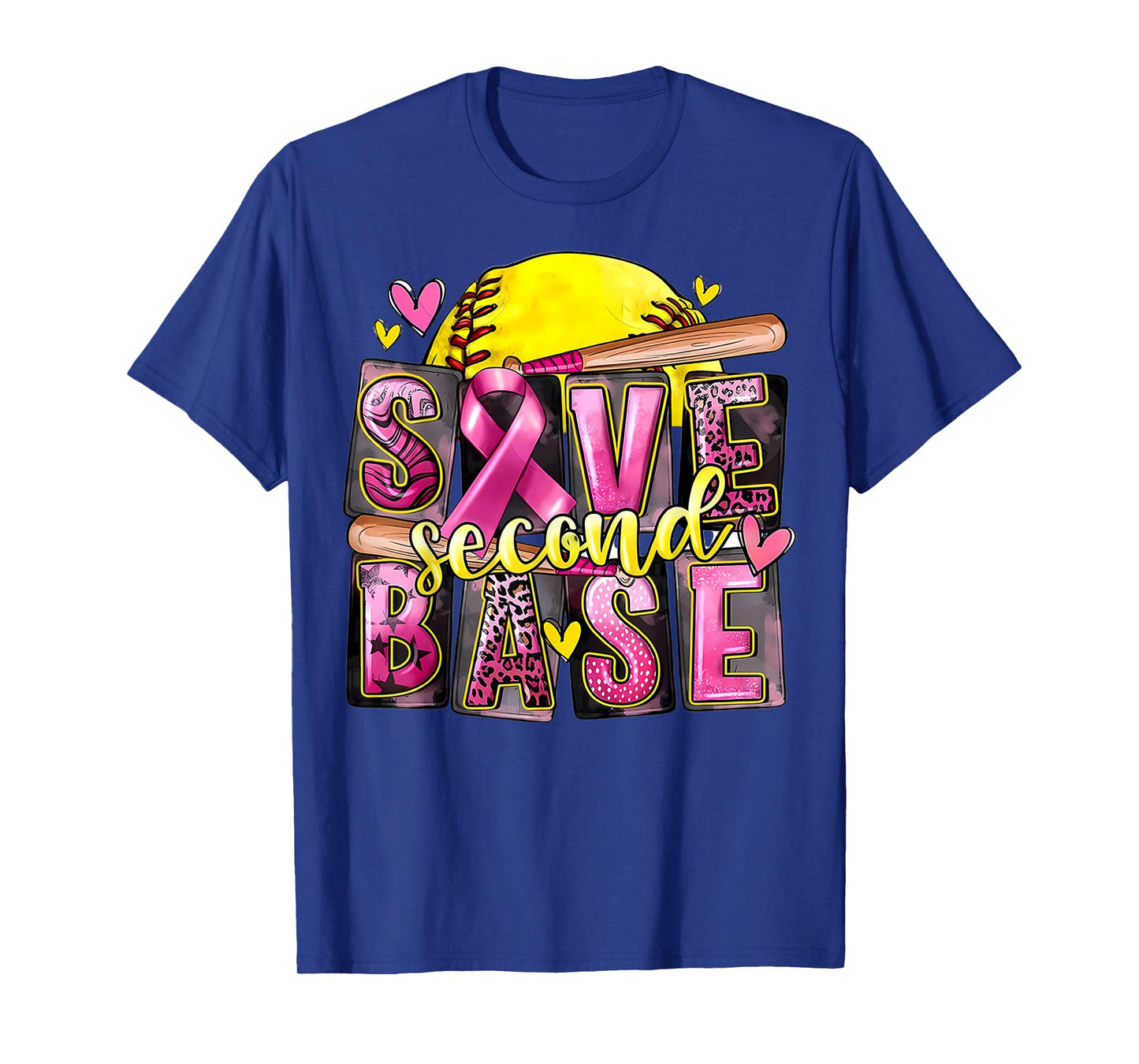 Save Second And Base Softball Breast Cancer Awareness Month T-Shirt