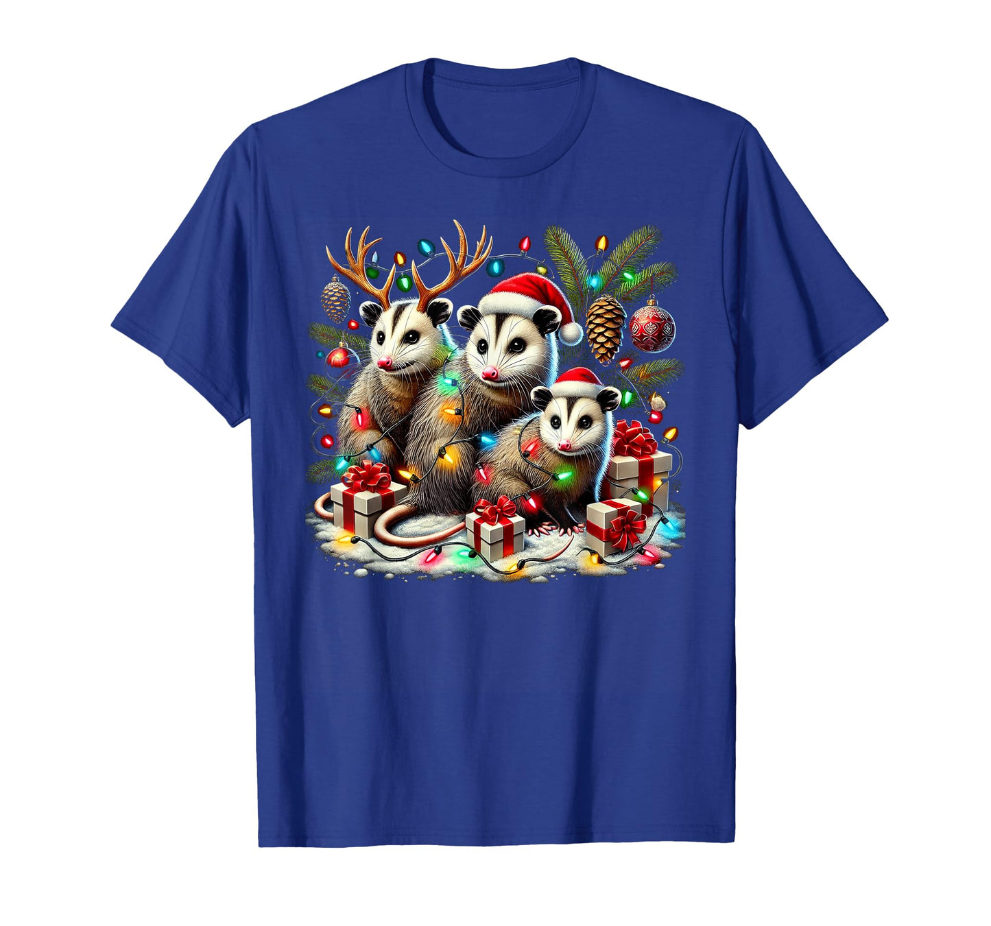 Hilarious Opossums in Christmas Lights Holiday Possum Spirit T-Shirt