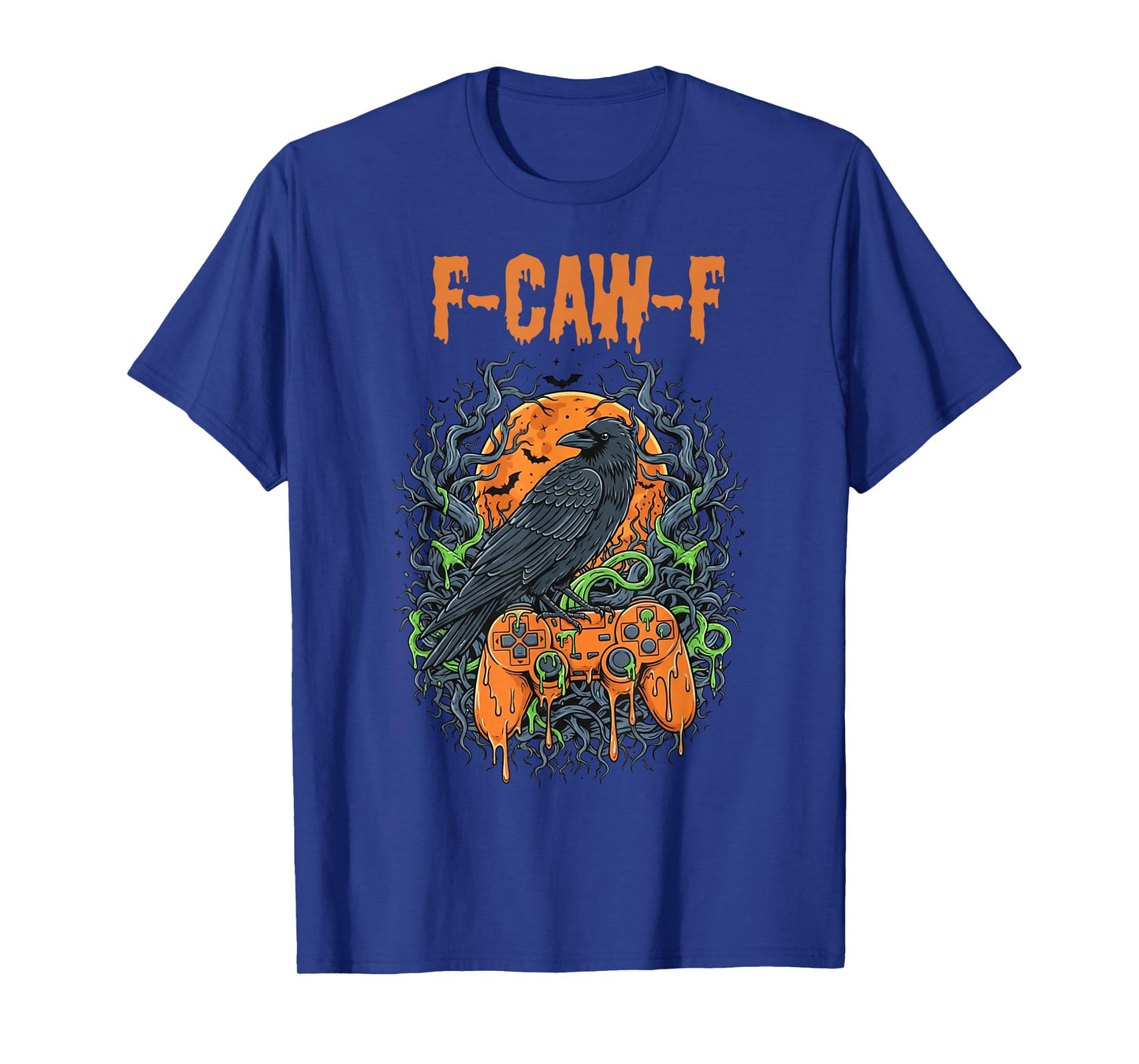 Funny Black Crow Gamer Halloween Moon Controller T-Shirt