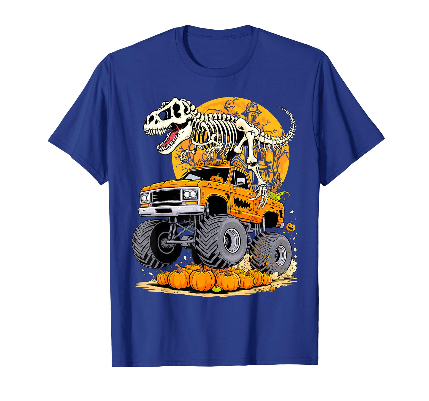 Skeleton Dinosaur T-rex Riding Monster Truck Halloween T-Shirt