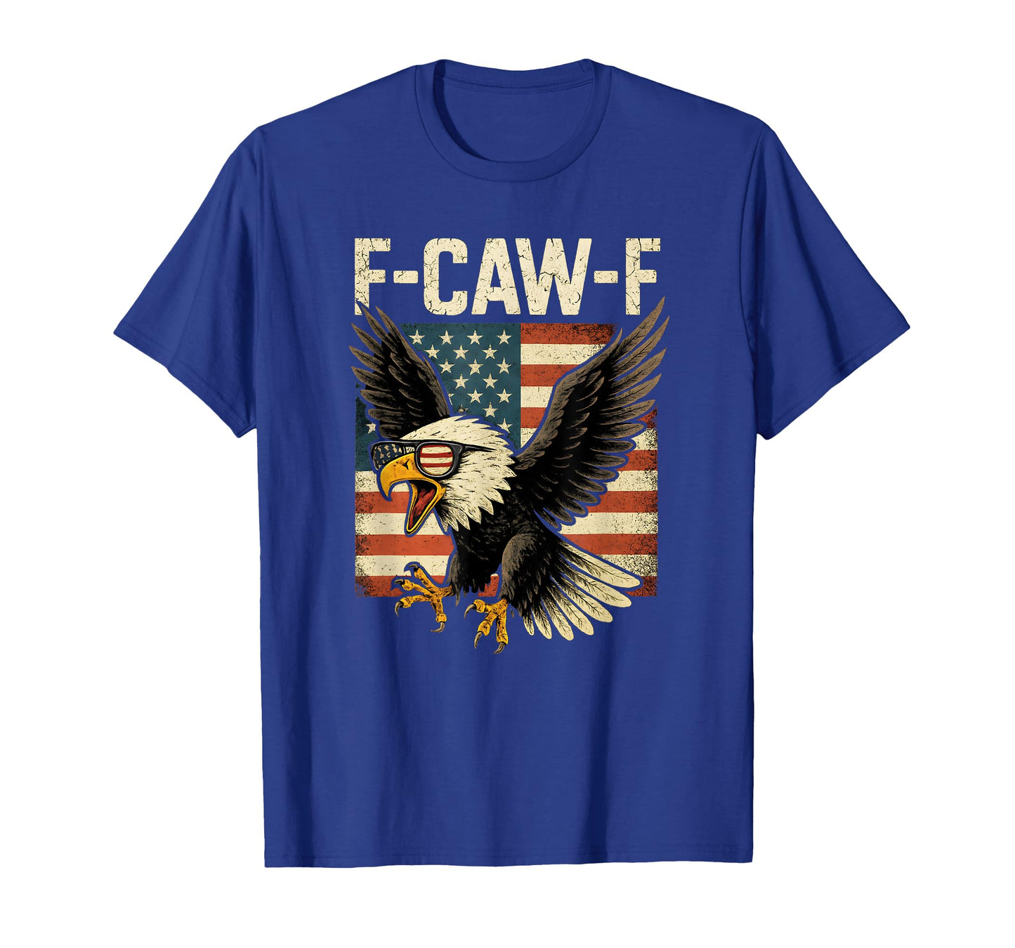 F-Caw-F Bald Eagle USA Flag Patriotic Freedom Vintage Men T-Shirt