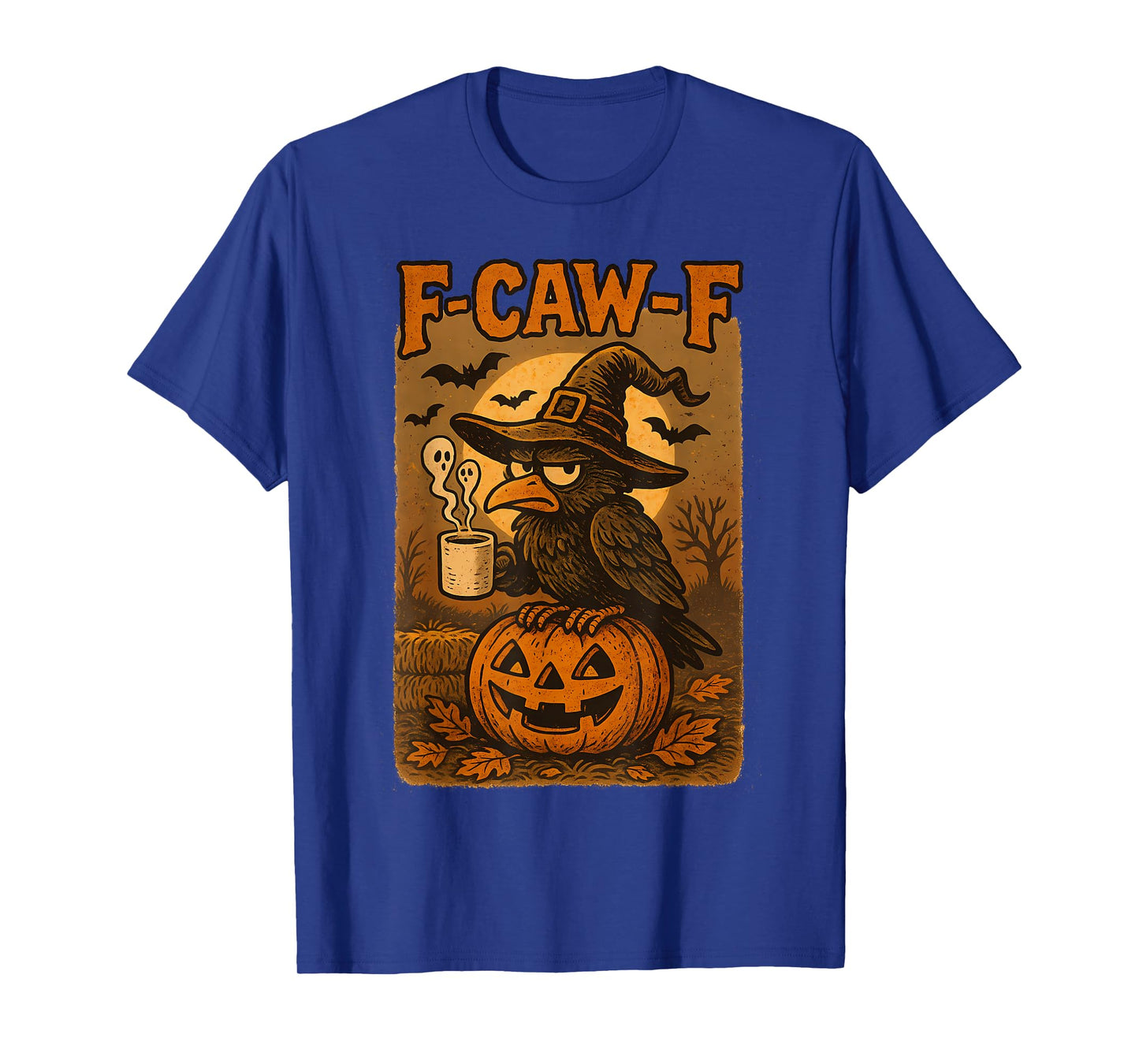 F Caw F Witch Crow On Pumpkin Shirt Spooky Raven Halloween T-Shirt