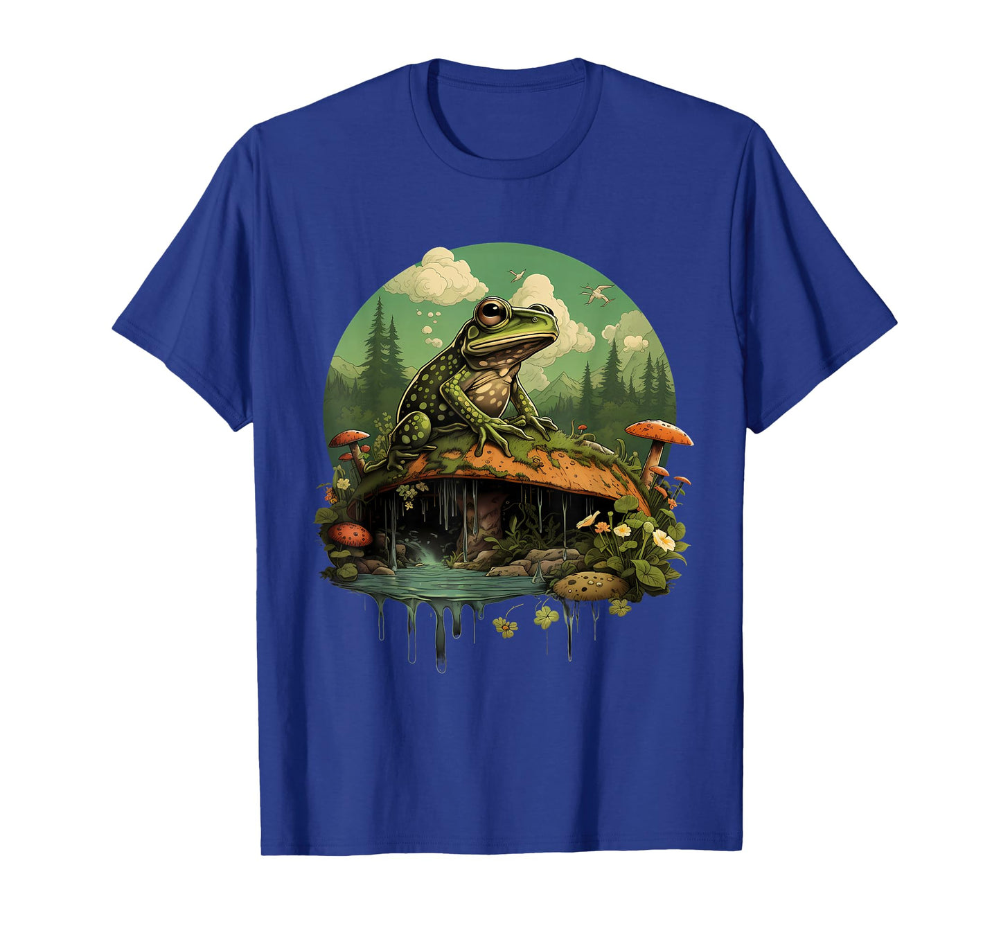 Frog Mushroom Toad Landscape Forest Nature Animal Art T-Shirt