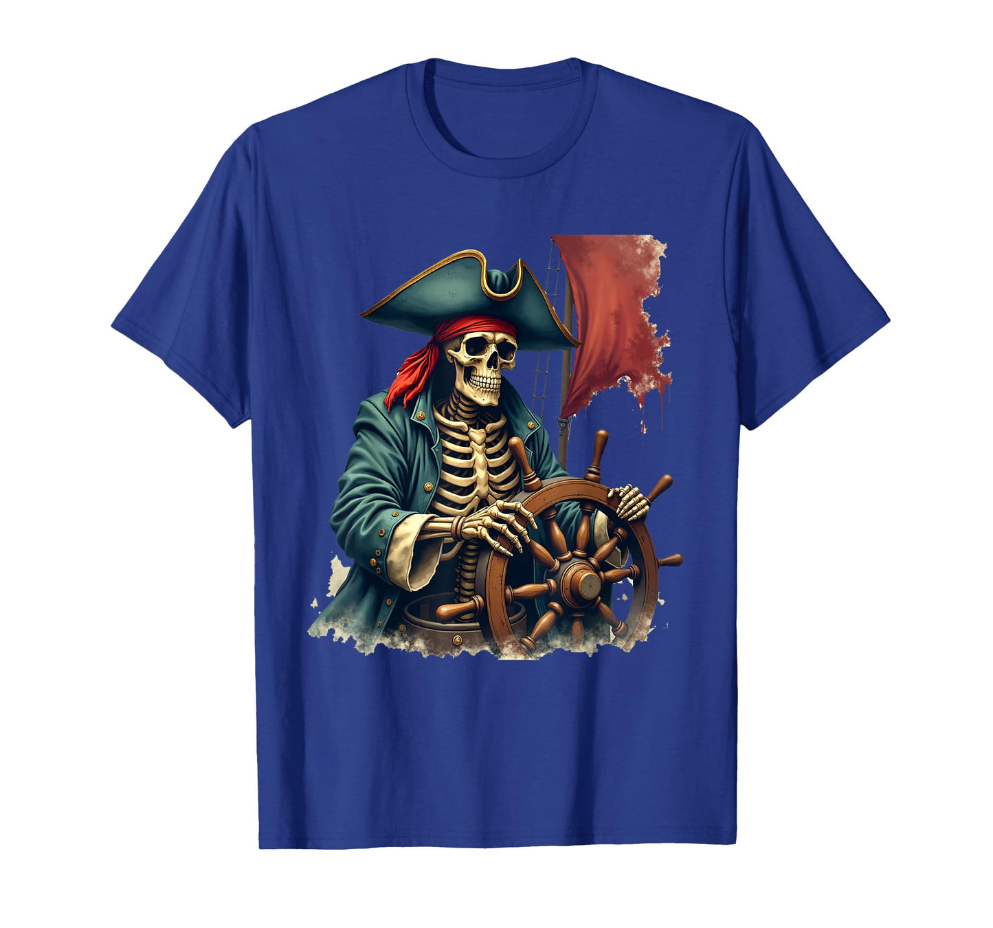 Skeleton Pirate Scary Halloween Costume Mens Boys Kids T-Shirt