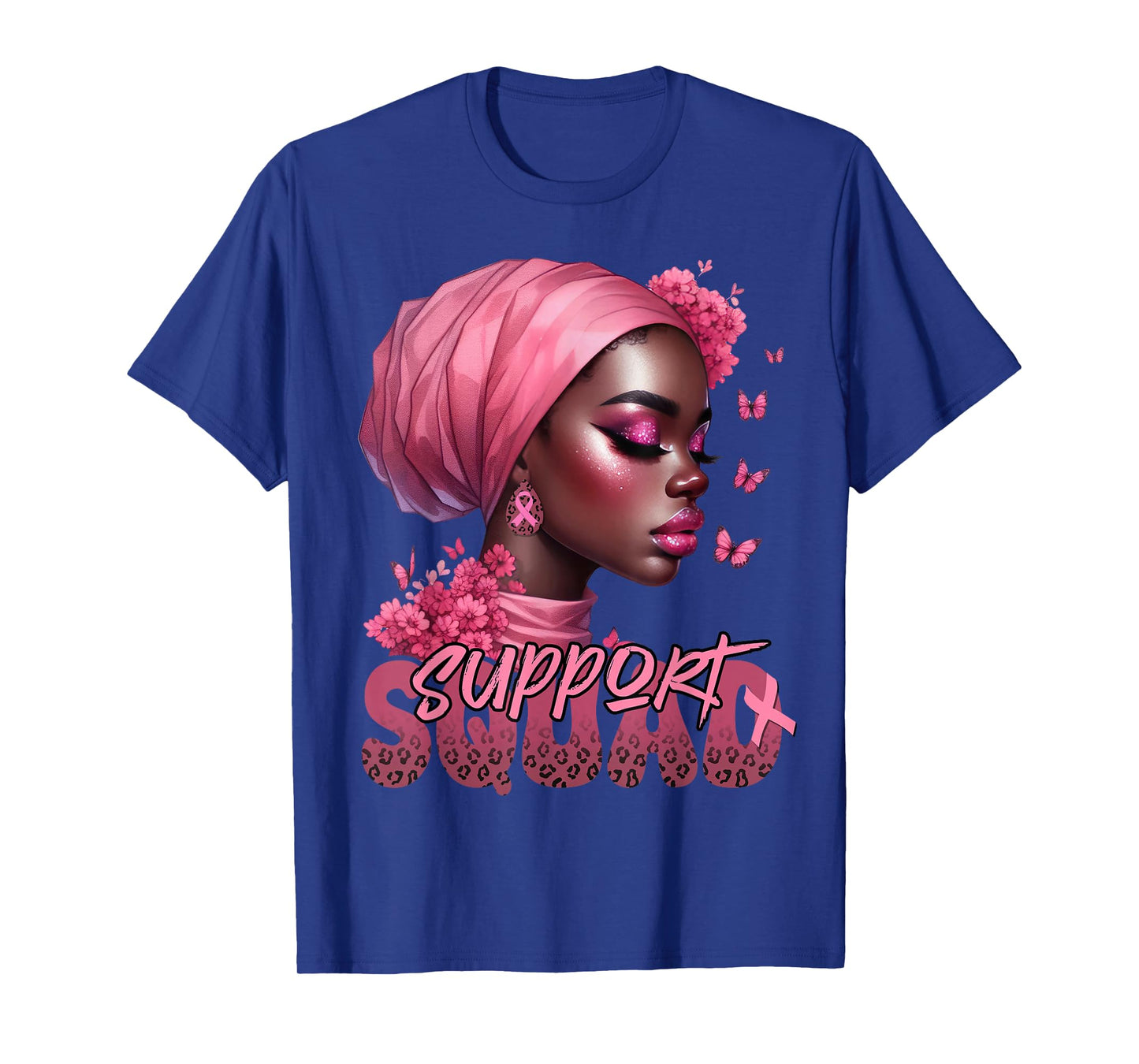 Breast Cancer Black Woman Shirt Support Squad Black Women T-Shirt