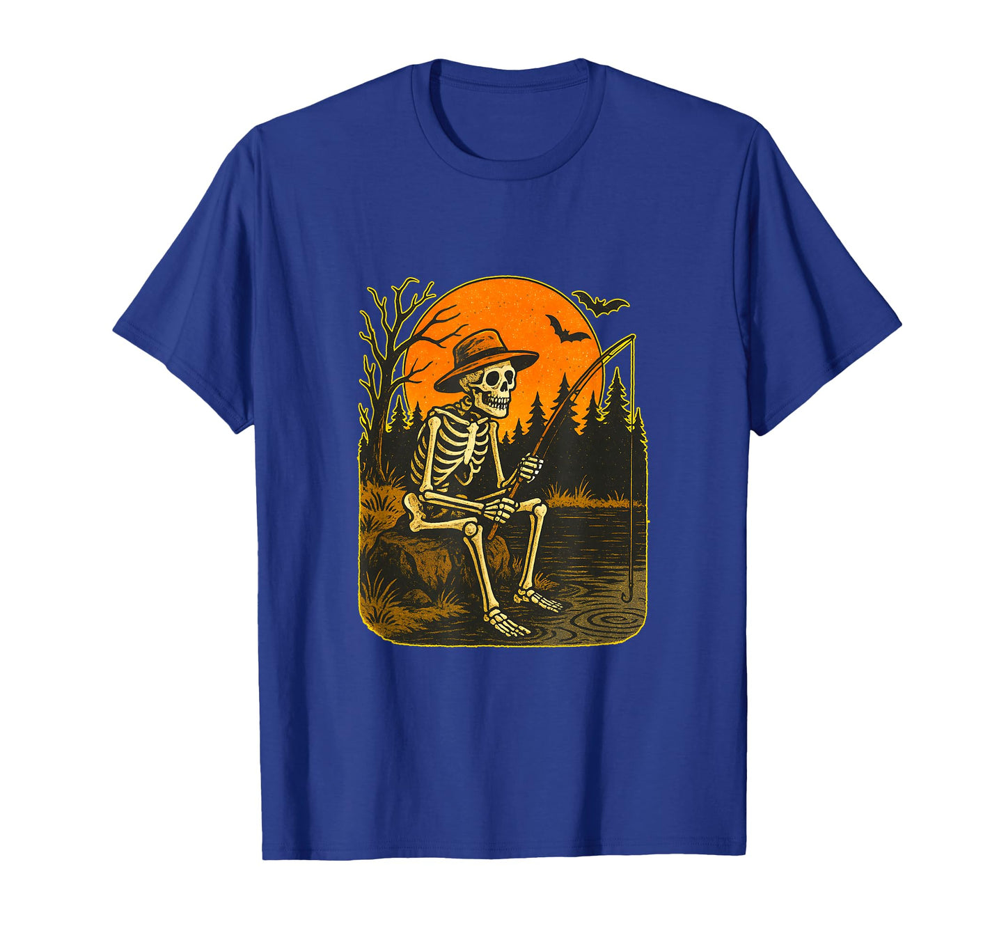 Skeleton Spooky Fishing Halloween Costume Fisherman Men T-Shirt