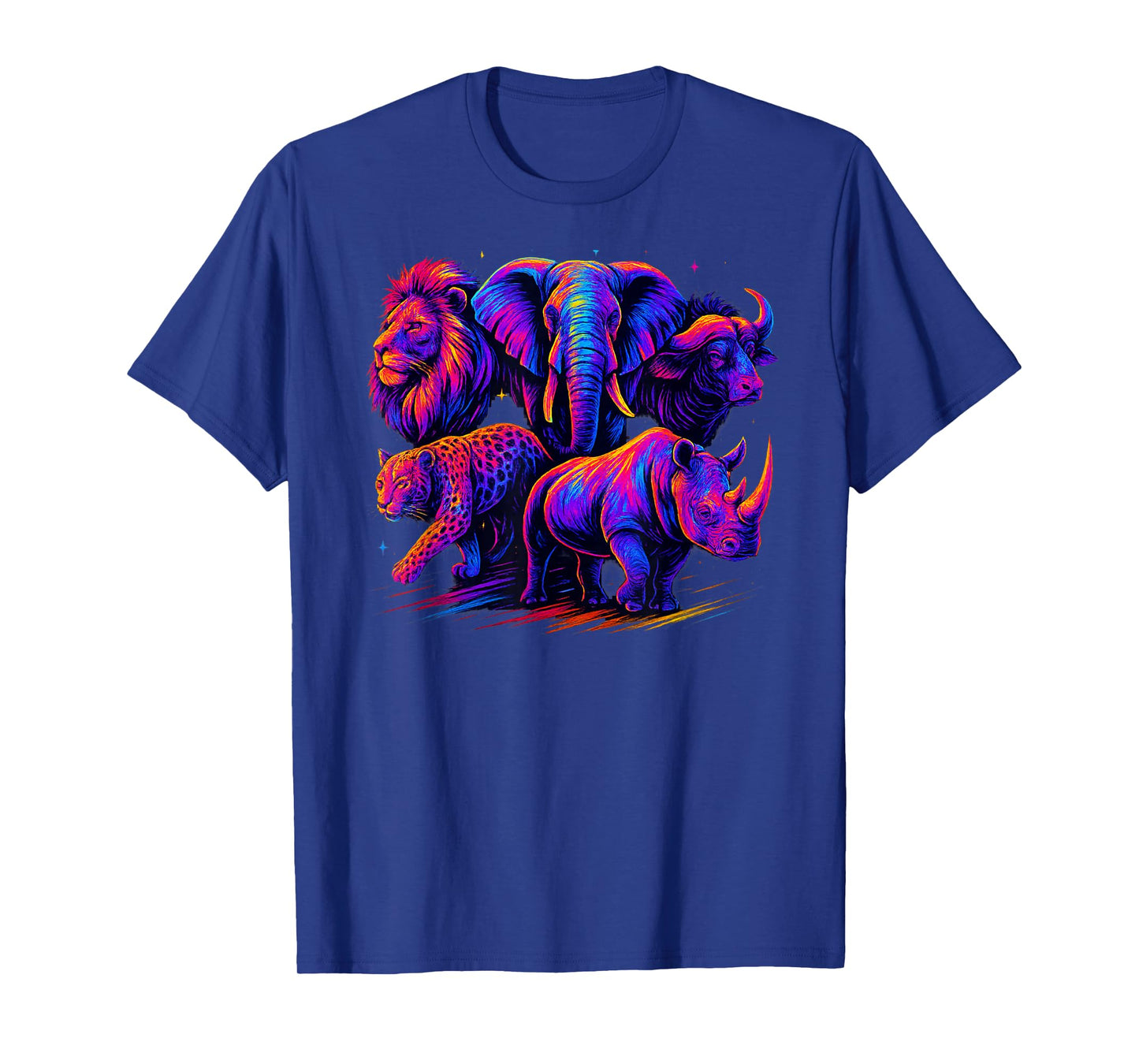 Humorous Gifts for Africa Big Five Lover Multicolor Animals T-Shirt