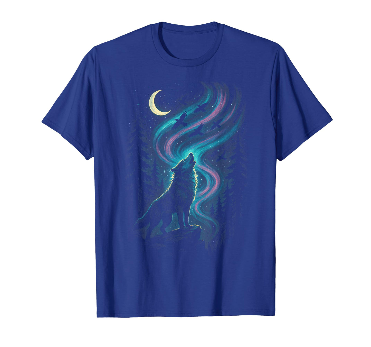 Wolf Aurora Nature Howling Wilderness Night T-Shirt