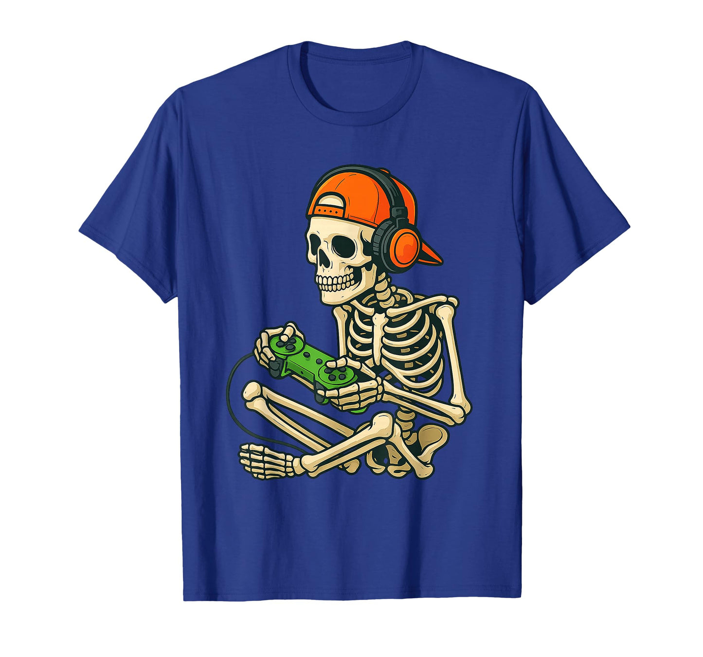 Halloween Skeleton Gamer Video Gaming Boys Men Kids Tees T-Shirt