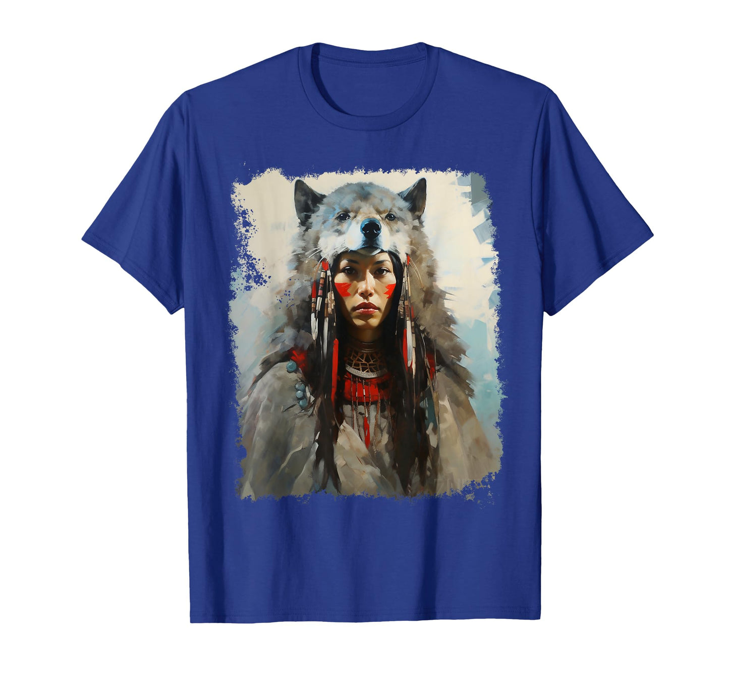 Native Indian Woman Tribe Wolf T-Shirt