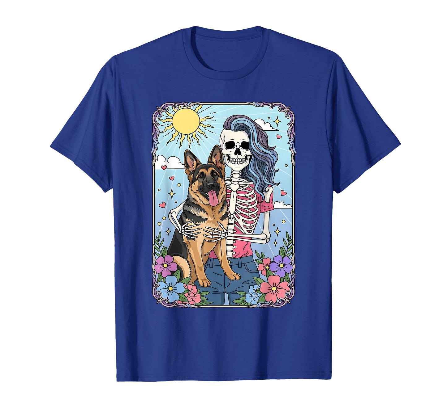 German Shepherd Dog Tarot Card Halloween Costume Skeleton T-Shirt