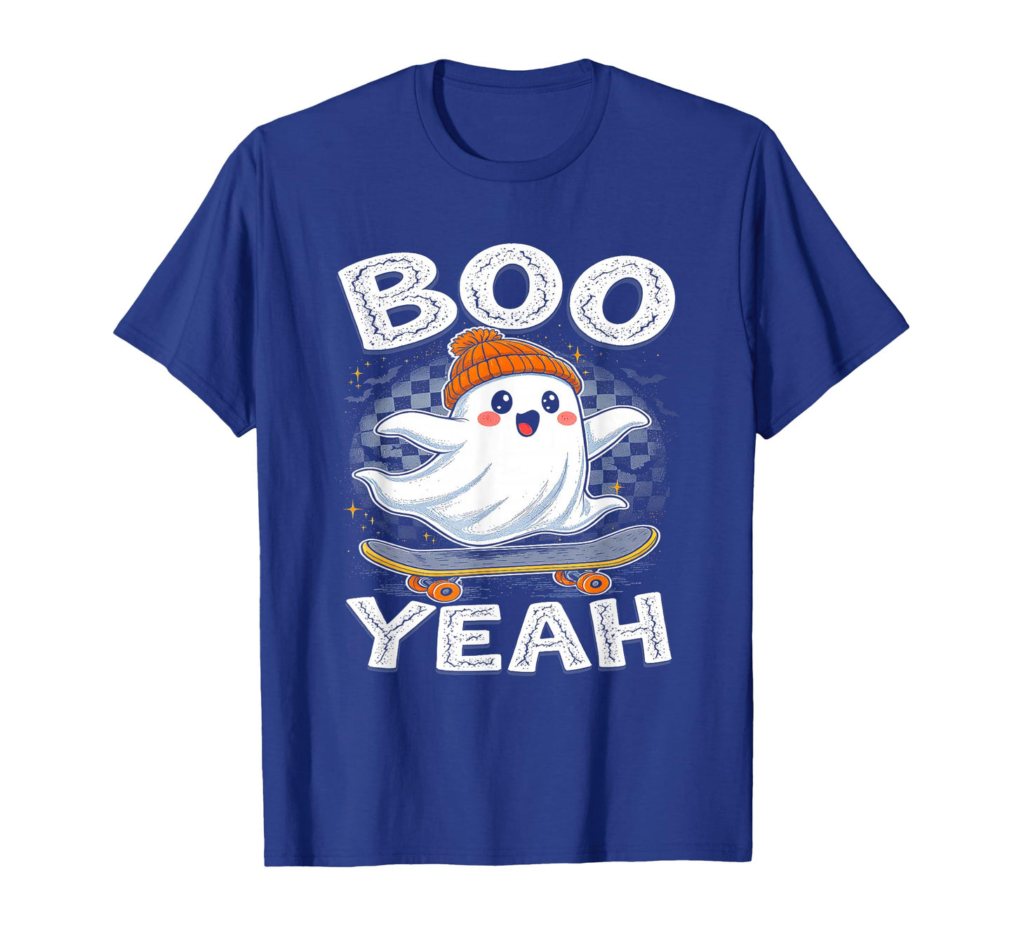 Halloween Ghost Skateboard Boo Yeah Costume Boys Kids Men T-Shirt