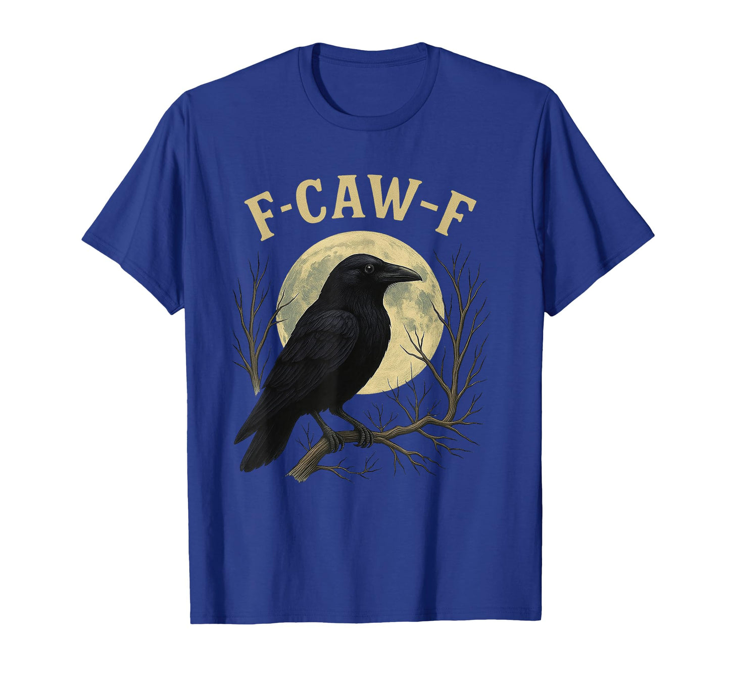 Black Crow, F-Caw-F Funny Black Bird Full Moon Gothic Adult T-Shirt