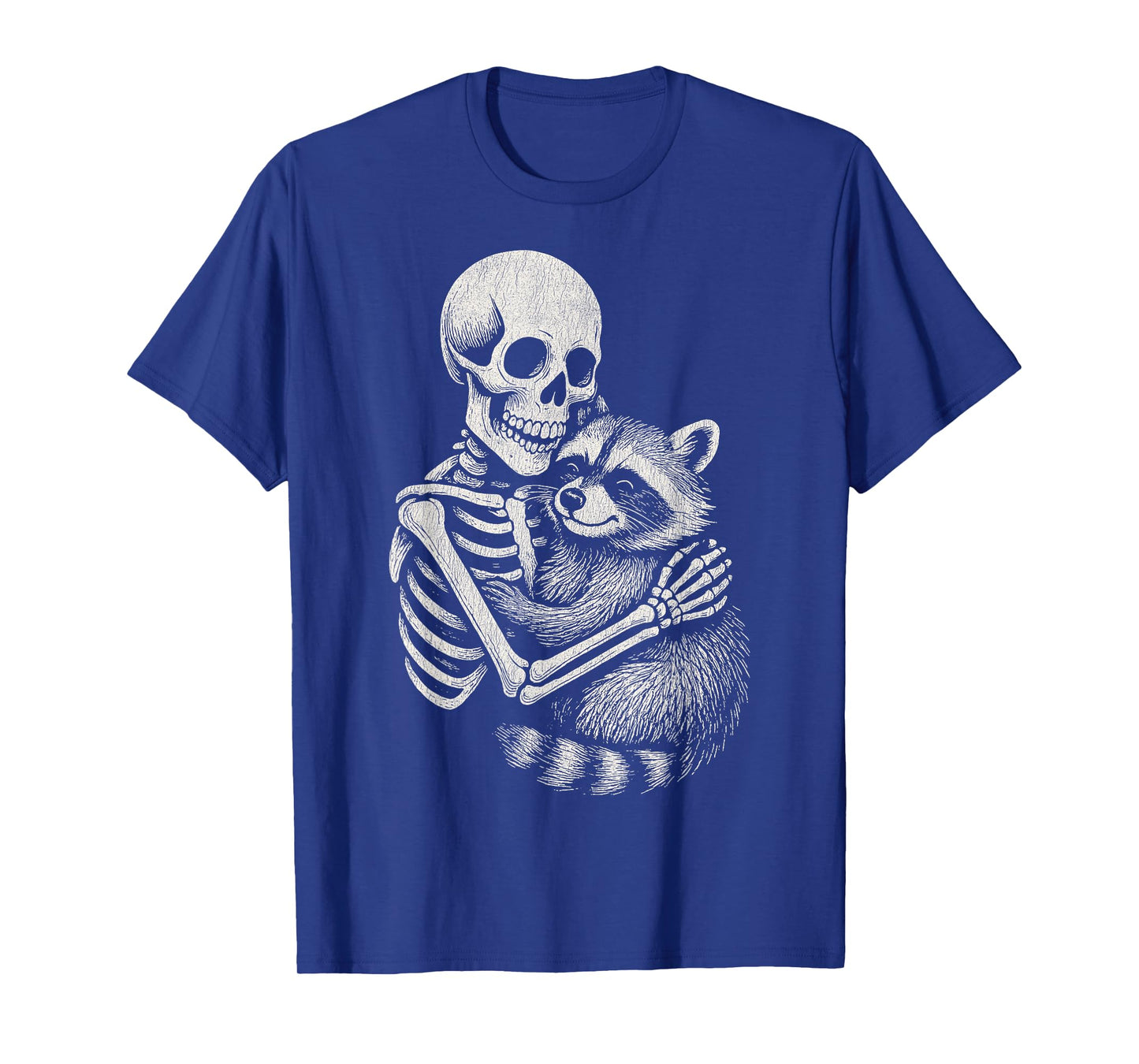 Vintage Skeleton Hugging Raccoon Funny Cute Halloween Retro T-Shirt