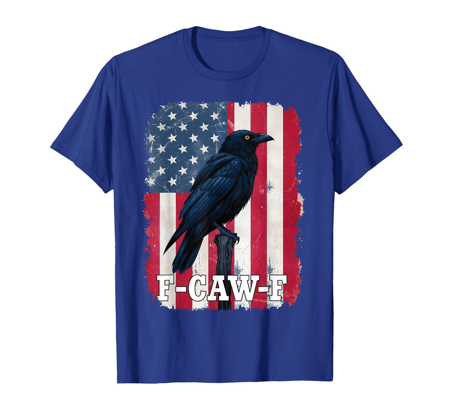 F-Caw-F Black Bird Crow Retro USA Flag Vintage F Caw F T-Shirt