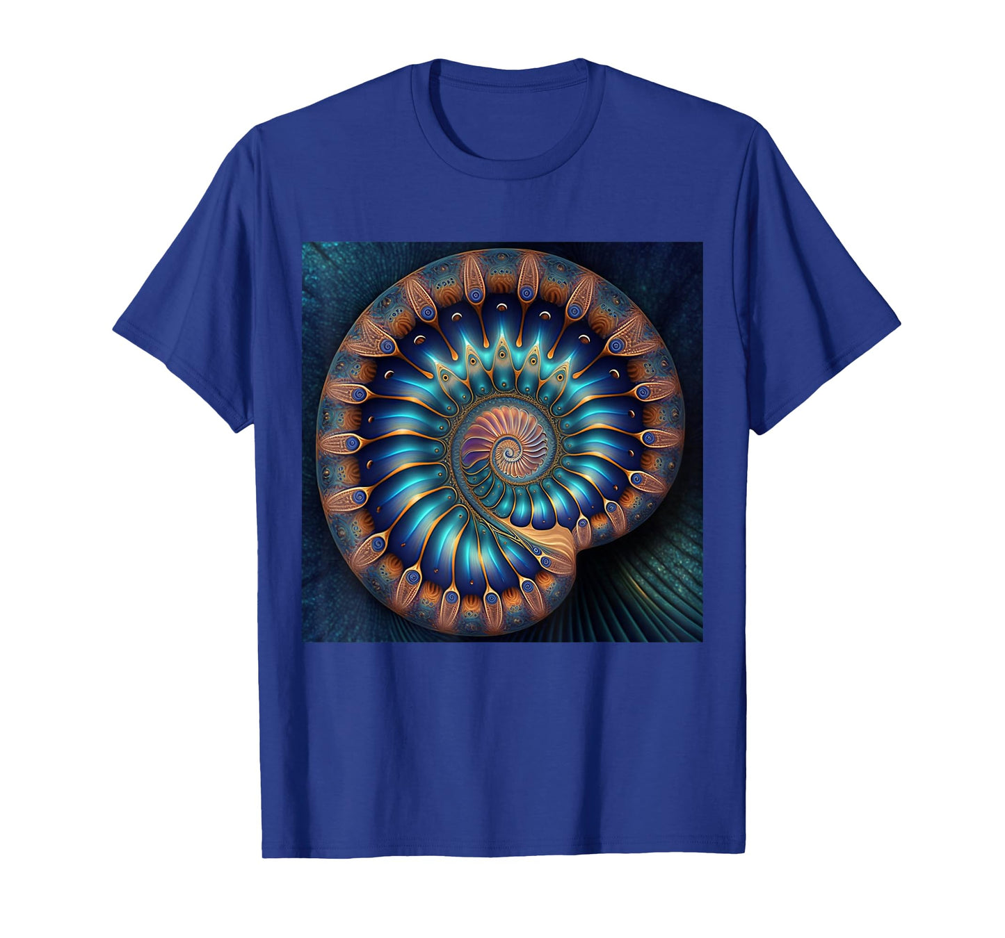 Blue Nautilus Shell Fibonacci Golden Ratio T-Shirt