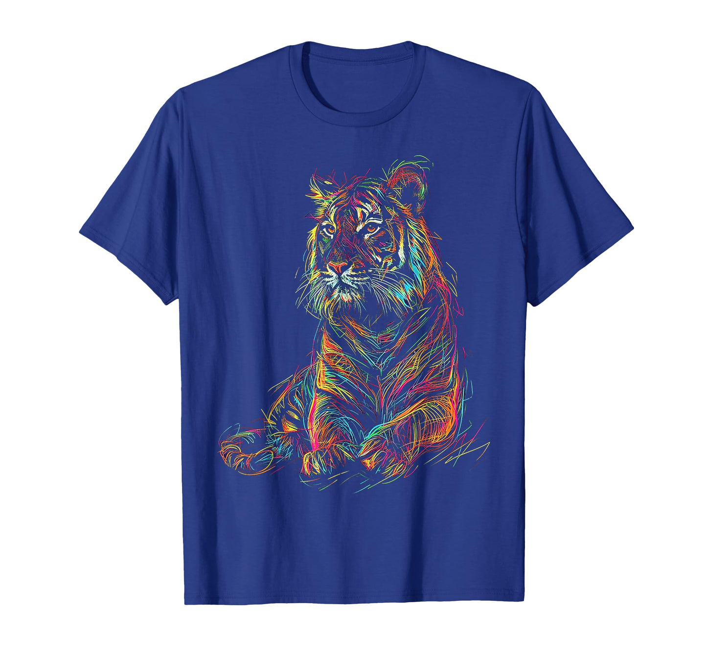 Tiger Colorful Drawing Animal Graphic Abstract Art Tiger T-Shirt