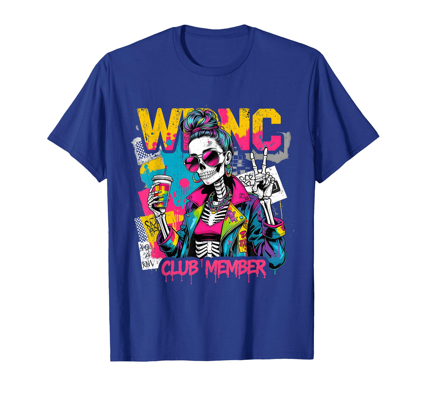 We Do Not Care Club Member Retro Skeleton Style T-Shirt