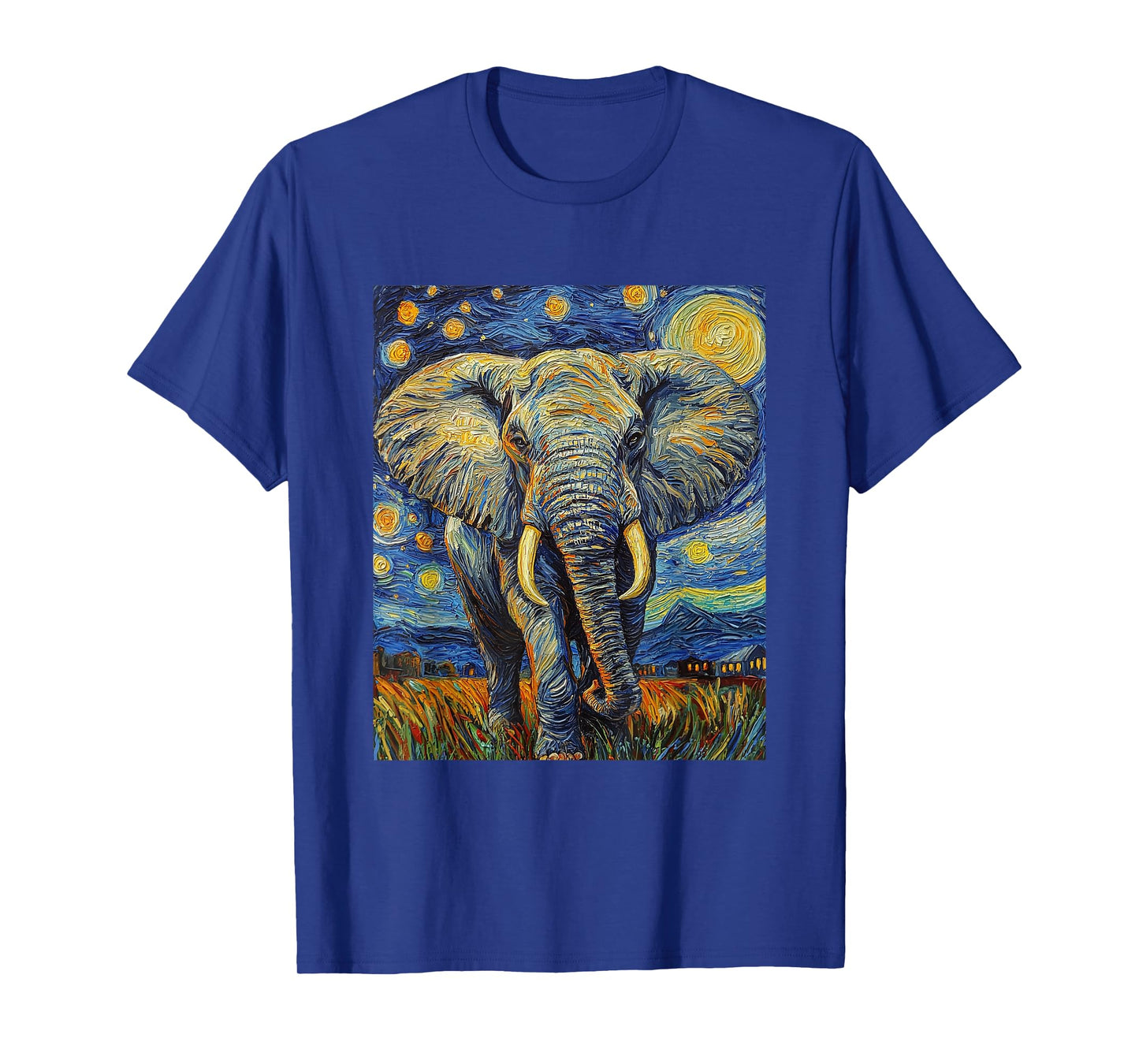 Cute Elephant Africa - Van Gogh Style - Starry Night T-Shirt