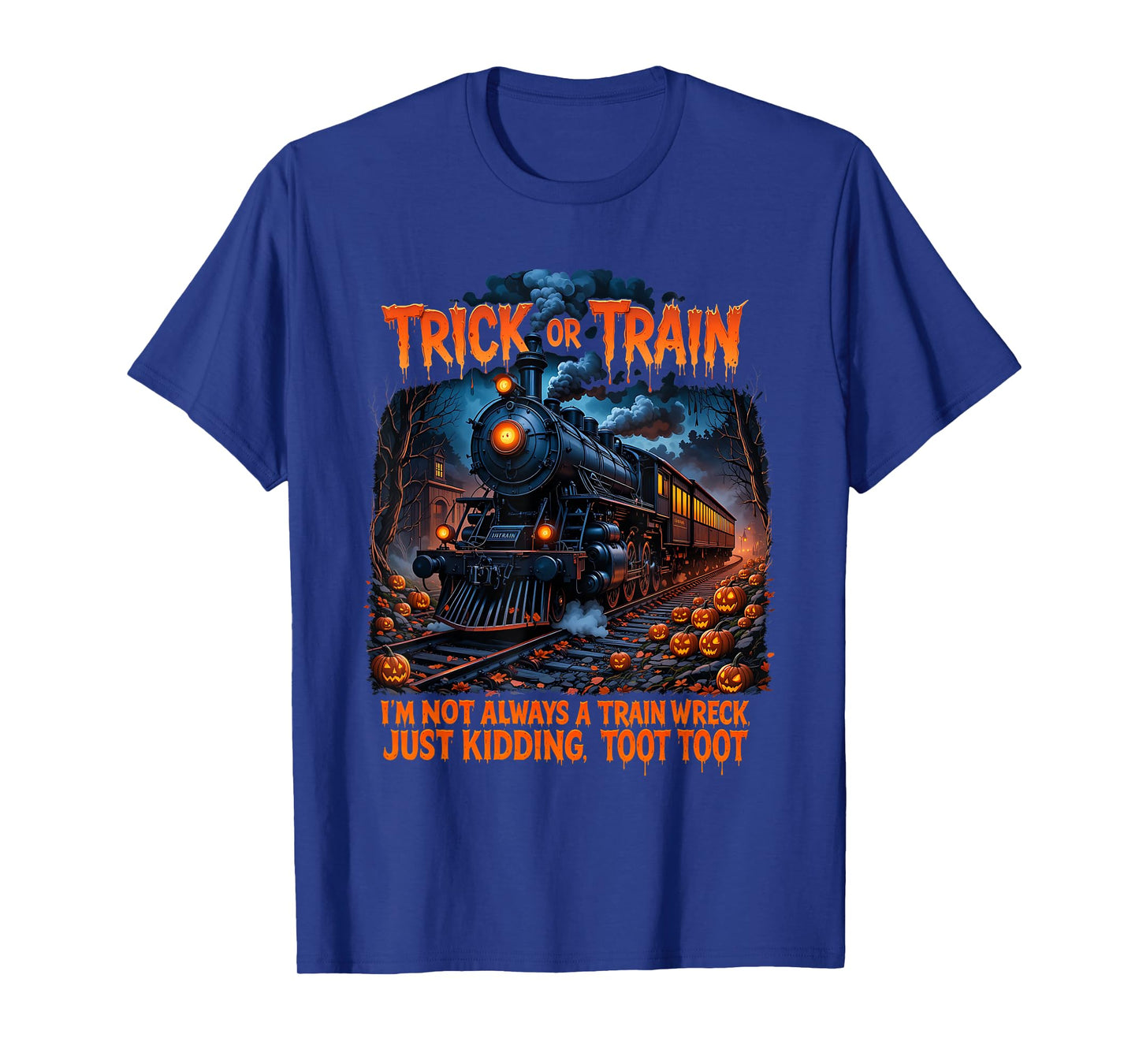 Funny Halloween Pumpkin Skeleton Ghosts Trick Or Train T-Shirt