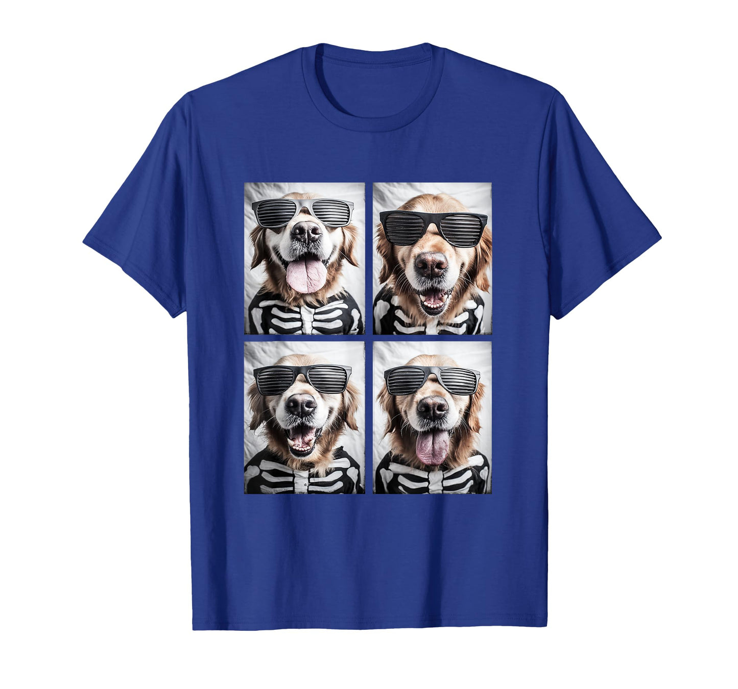 Golden Retrievers with Sunglasses Skeleton Costume Halloween T-Shirt