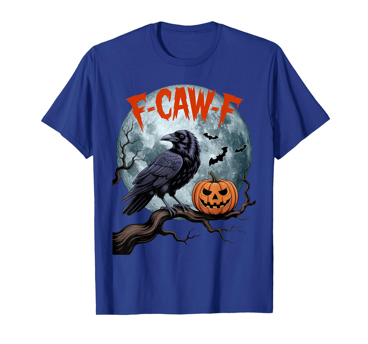 F-Caw-F Black Bird Pumpkin Moon Bat Gothic Halloween Humor T-Shirt