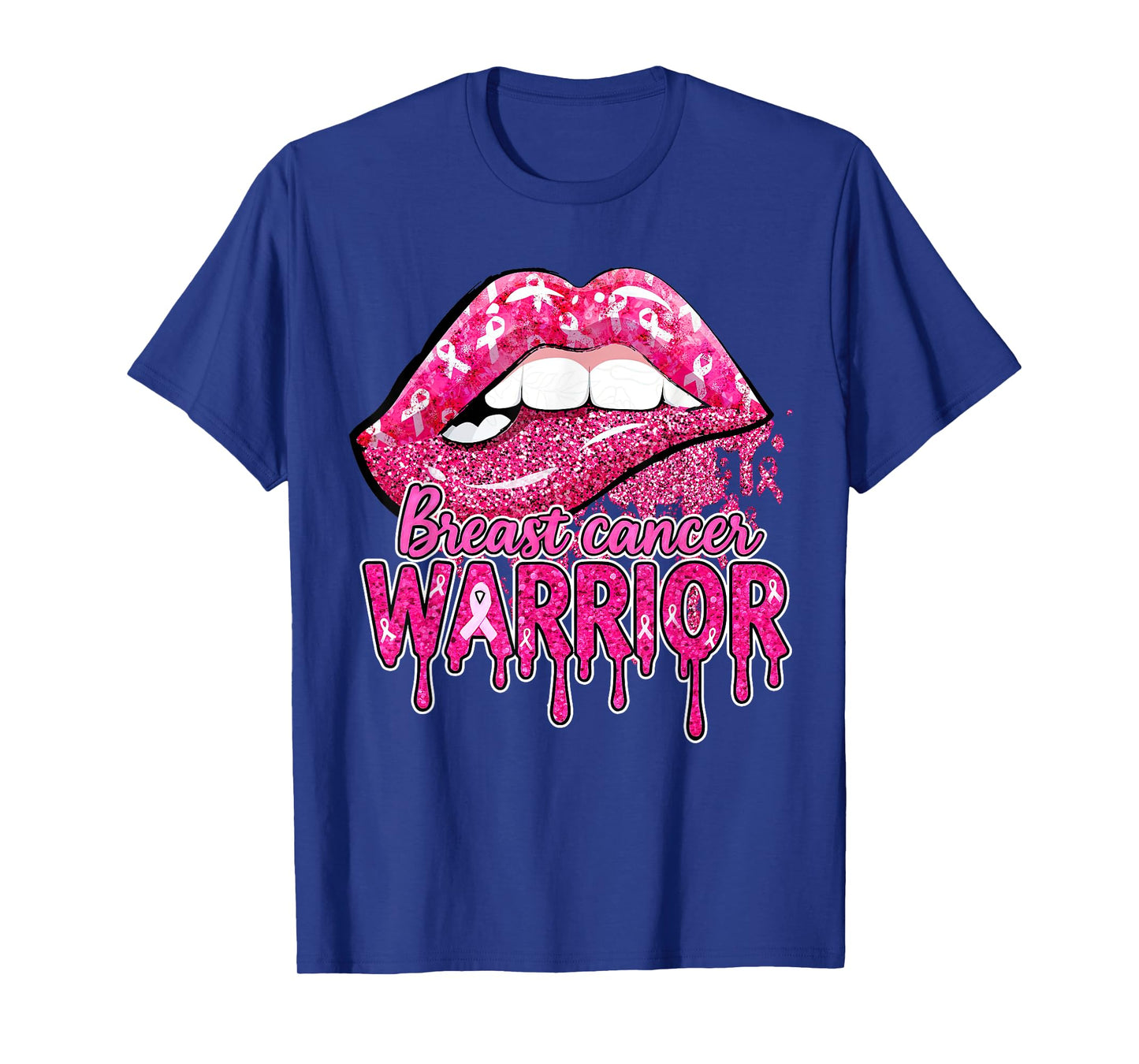 Breast Cancer Warrior Drip Lip Awareness For Men Women T-Shirt