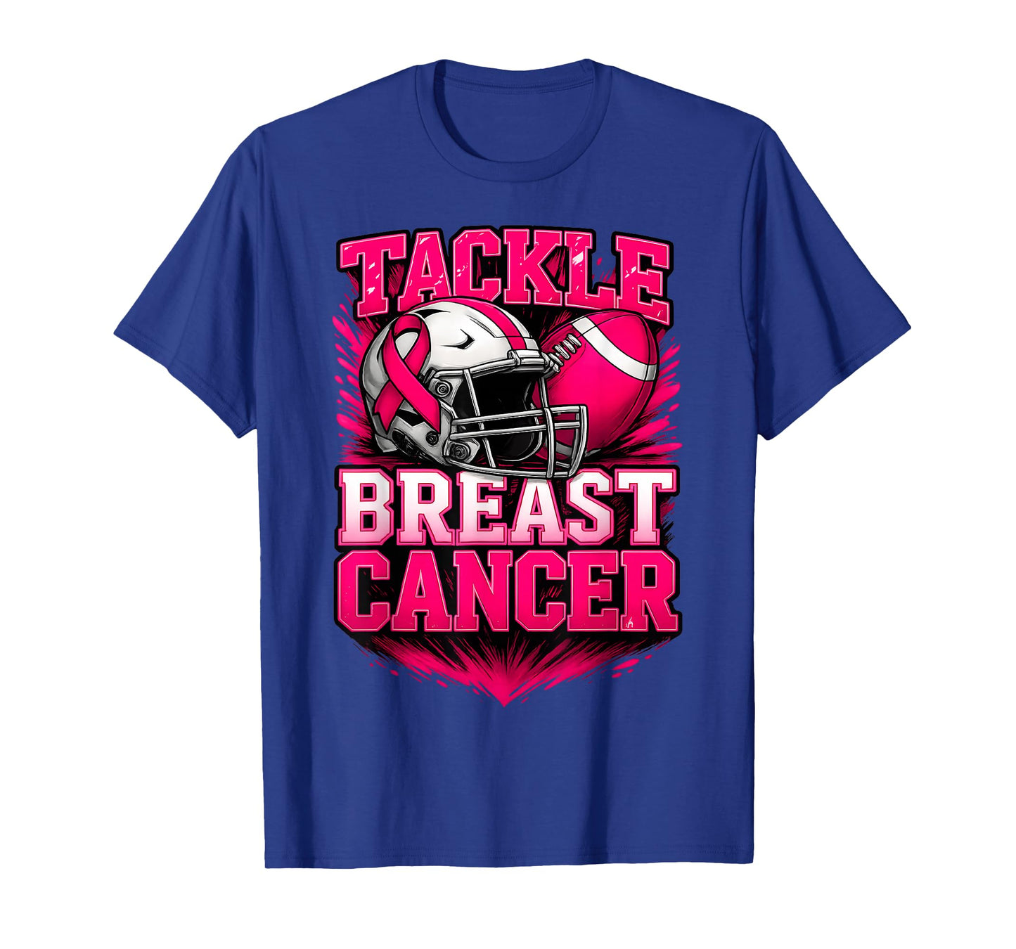 Tackle Football Pink Ribbon Support Breast Cancer Awareness T-Shirt
