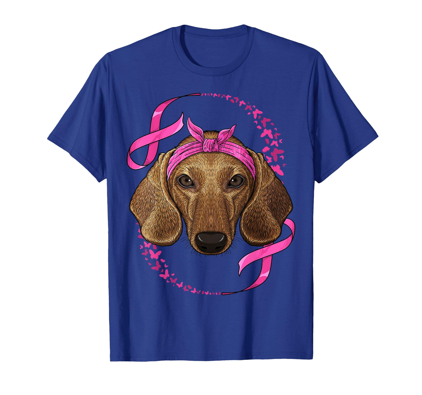 Dachshund Breast Cancer Awareness Pink Bandana Survivor T-Shirt