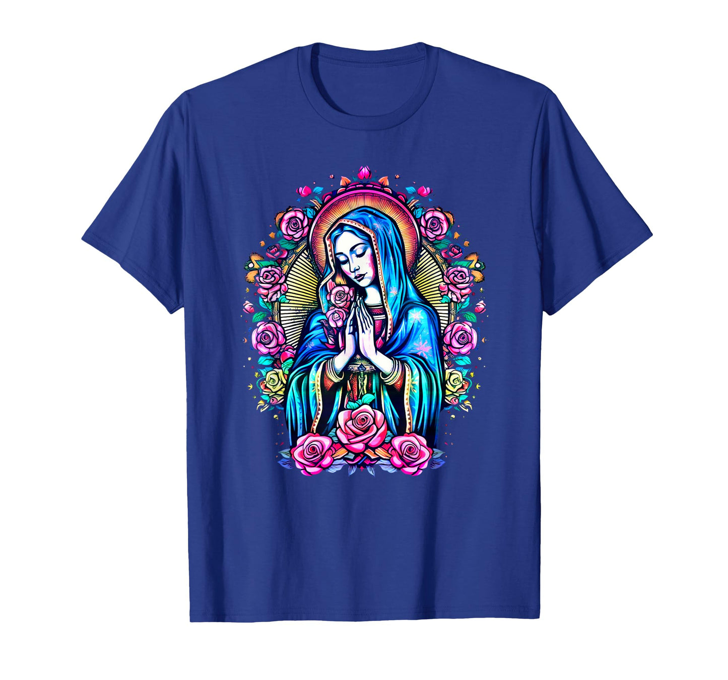 Praying Virgin Mary, roses, Christianity, faith, saint image T-Shirt