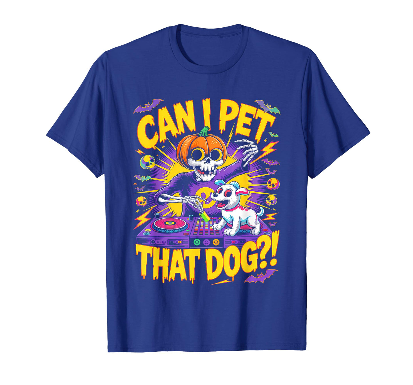 Can I Pet That Dog?! Funny DJ Skeleton Halloween Bootleg T-Shirt