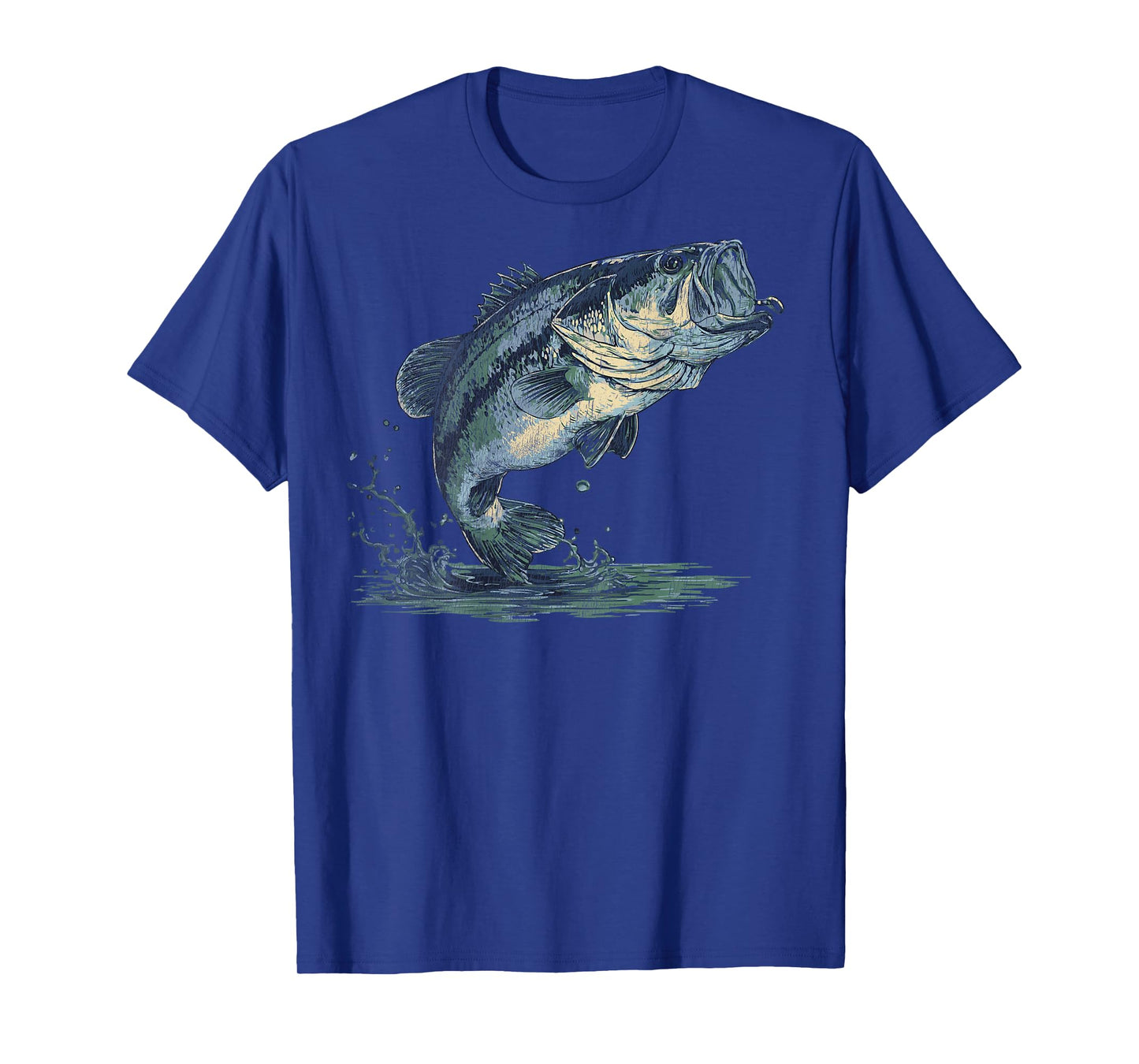 Fishing Distressed Bass Fish (Design on Back) T-Shirt