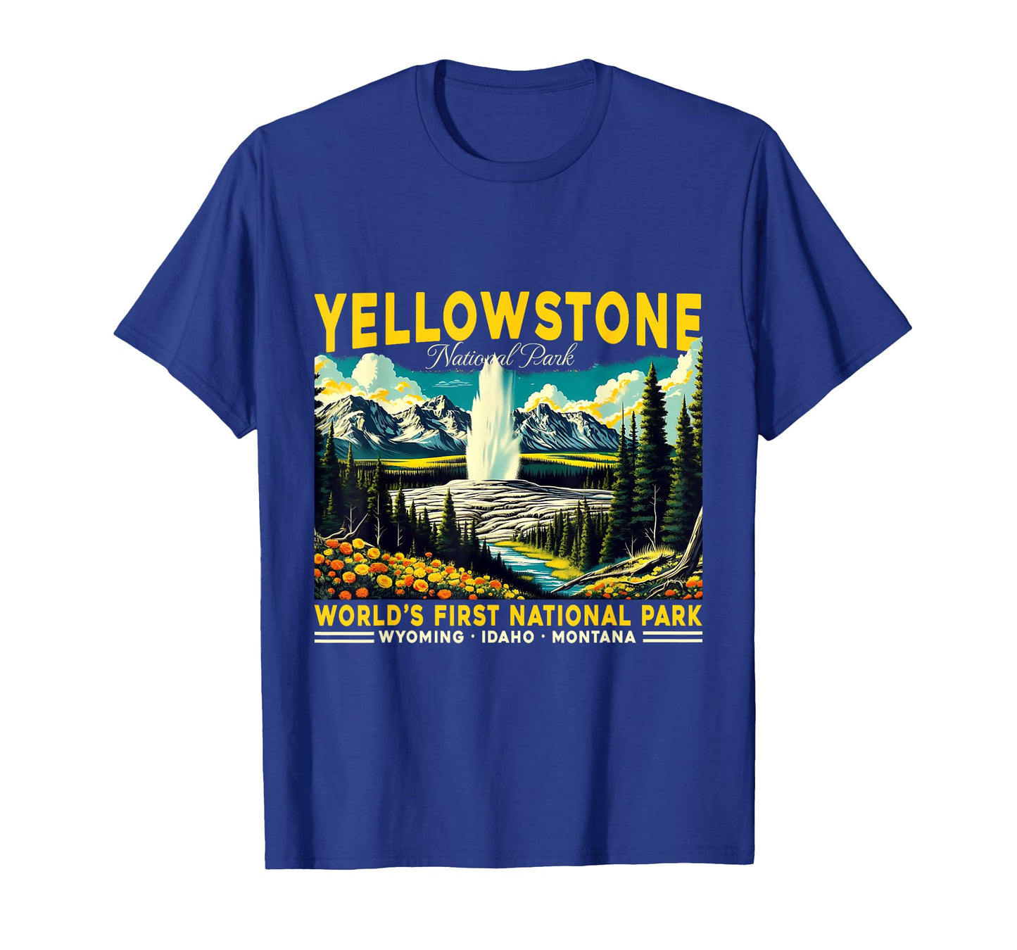 Yellowstone Road Trip 2025 National Park Retro Travel Art T-Shirt