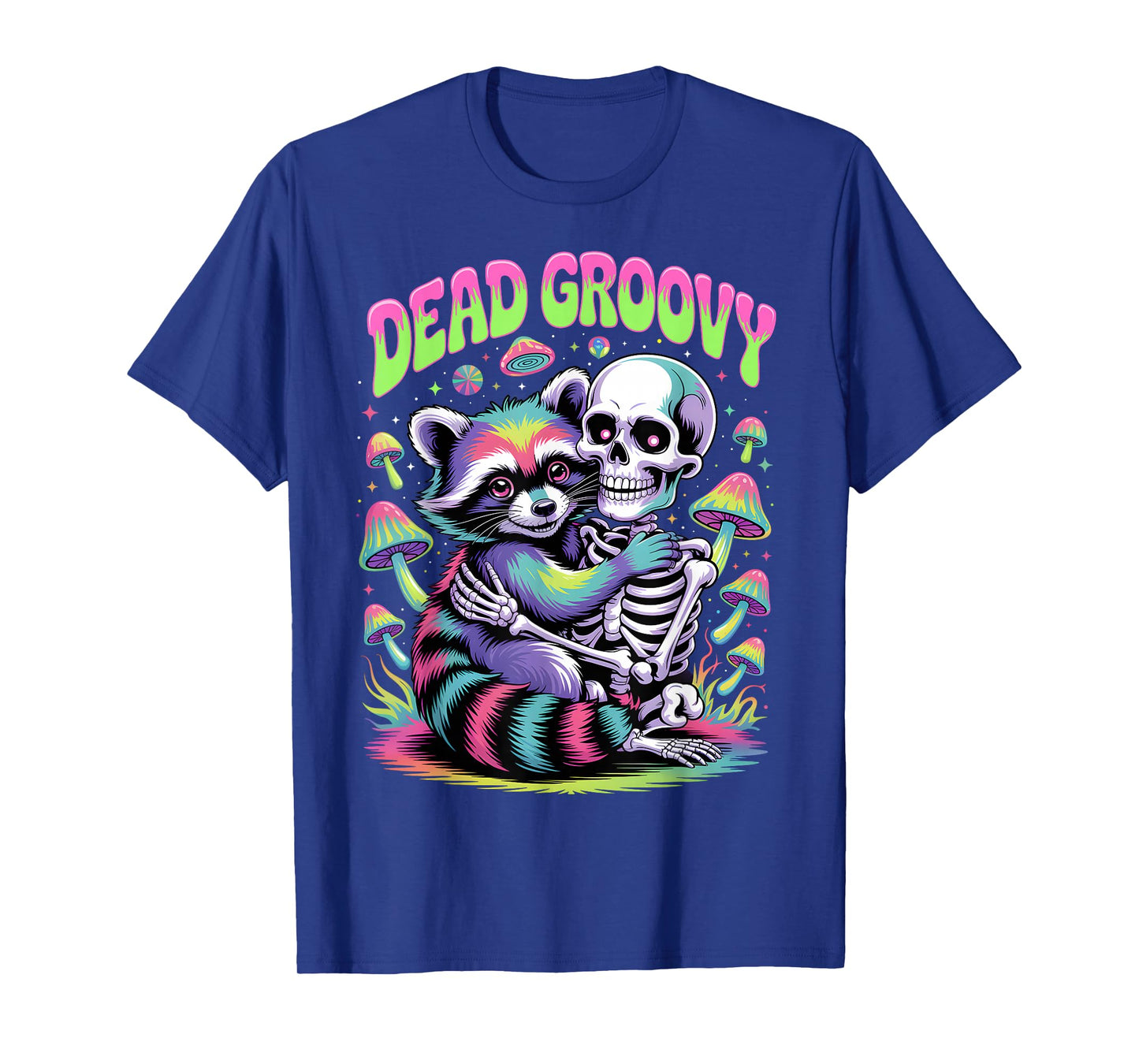 Dead Groovy Skeleton and Raccoon Halloween T-Shirt