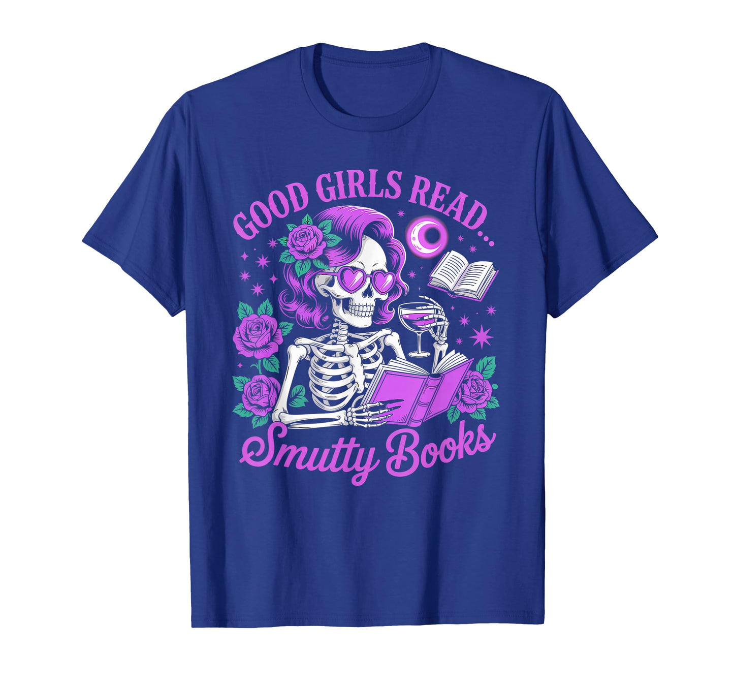 Smutty Book Lover Skeleton Reading Dark Romance Novels T-Shirt